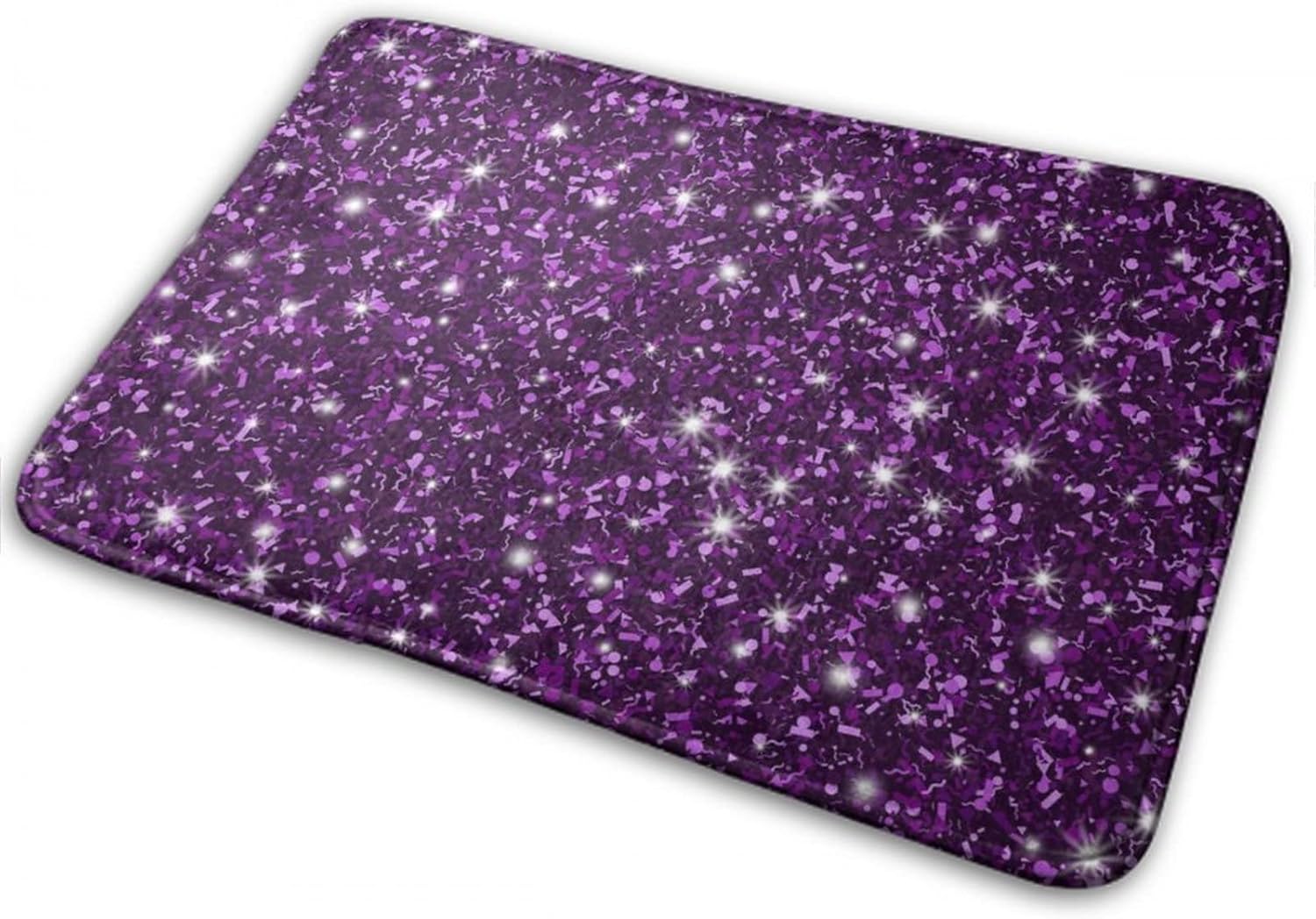 MZERSE Quick Dry Bath Mat with Dark Purple Glitter Pattern