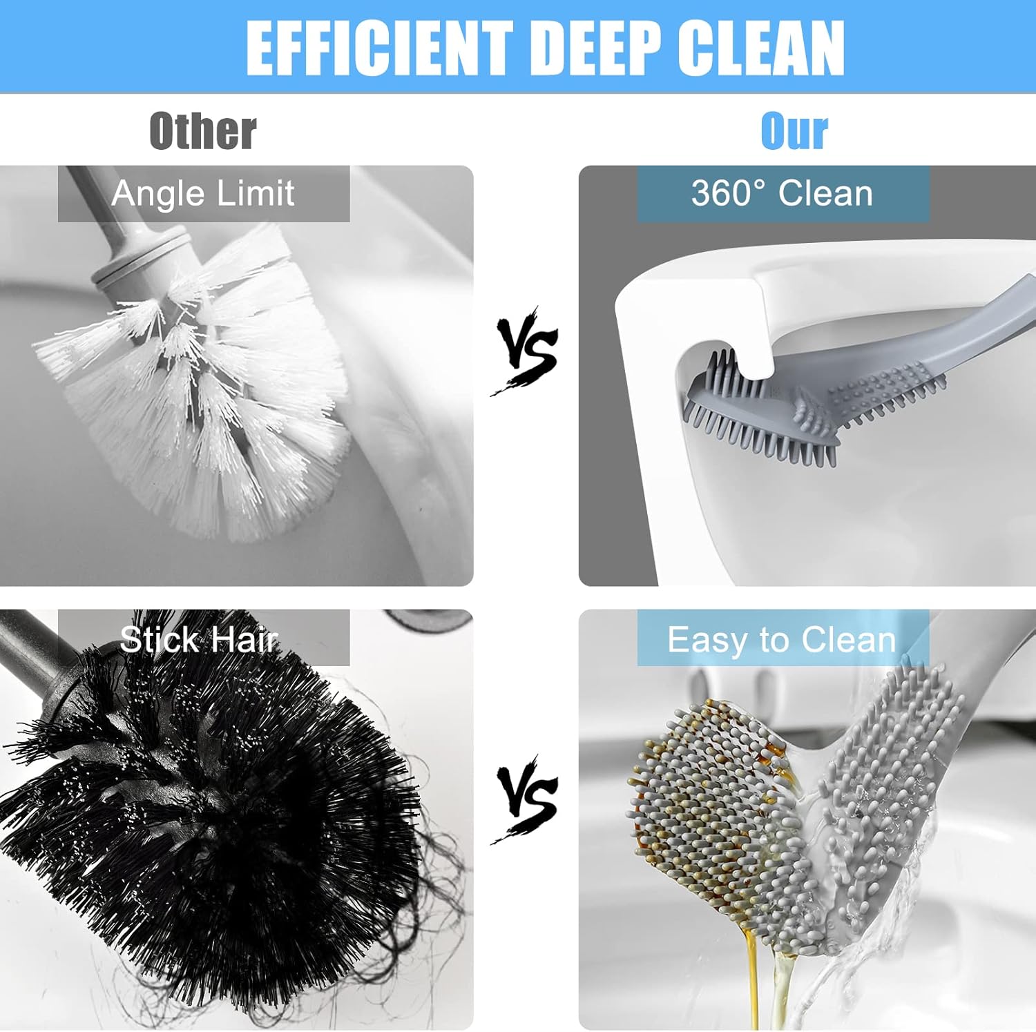 Homgaty Golf Head Toilet Brush 360 Clean Wall Mounted 2 Pack