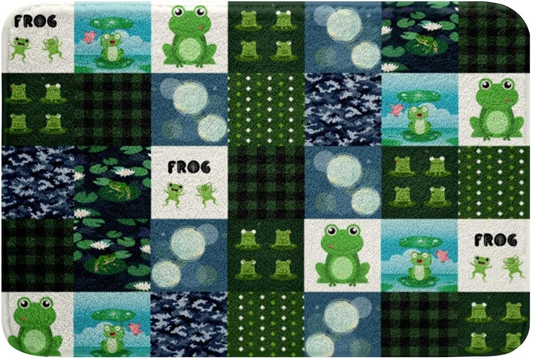 SGYDW Green Frog Bath Rug with Lotus Leaf Pattern 24x16 Inch