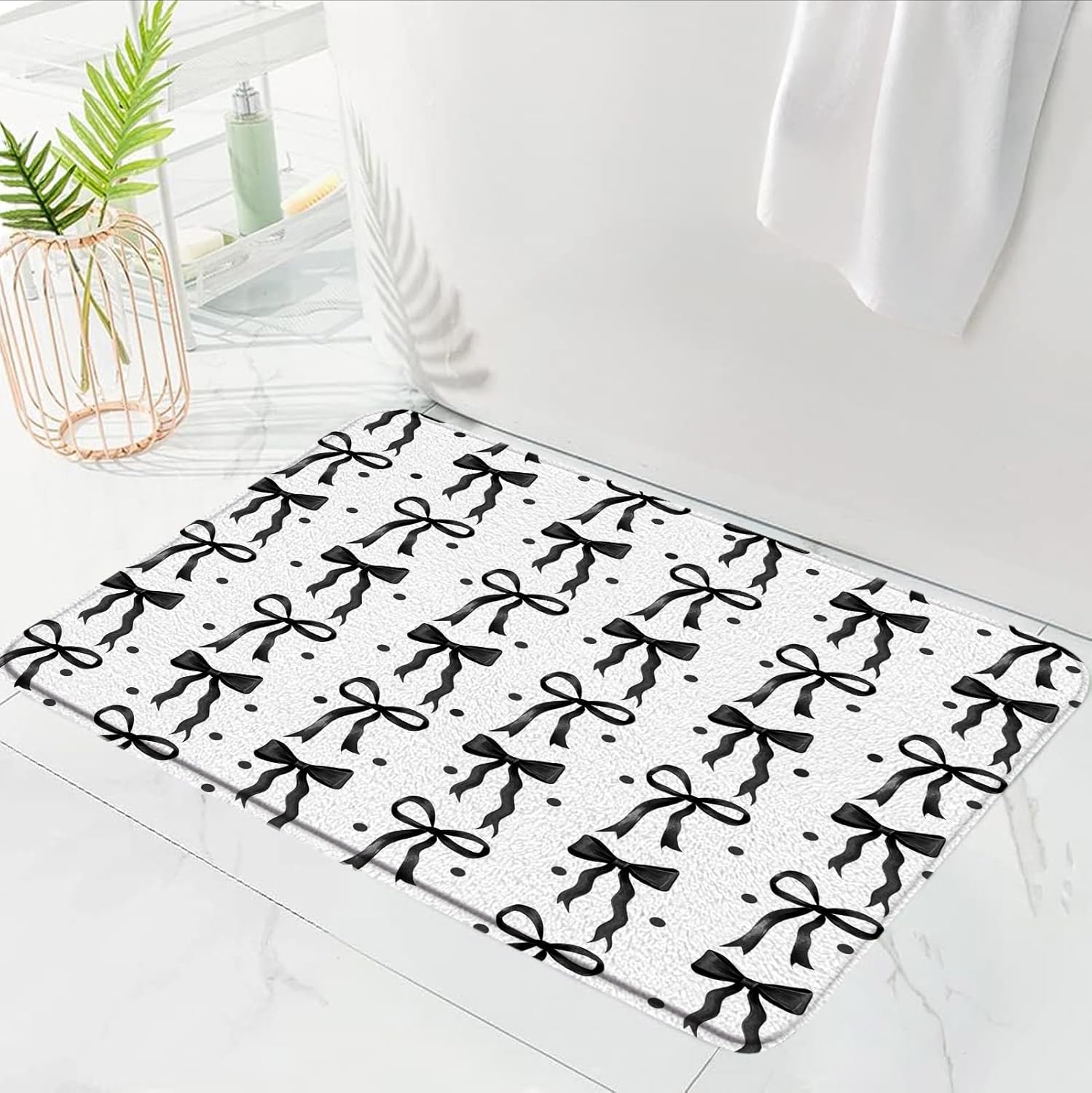 Cute Bow Bath Mat 18x30 Inch Modern Design