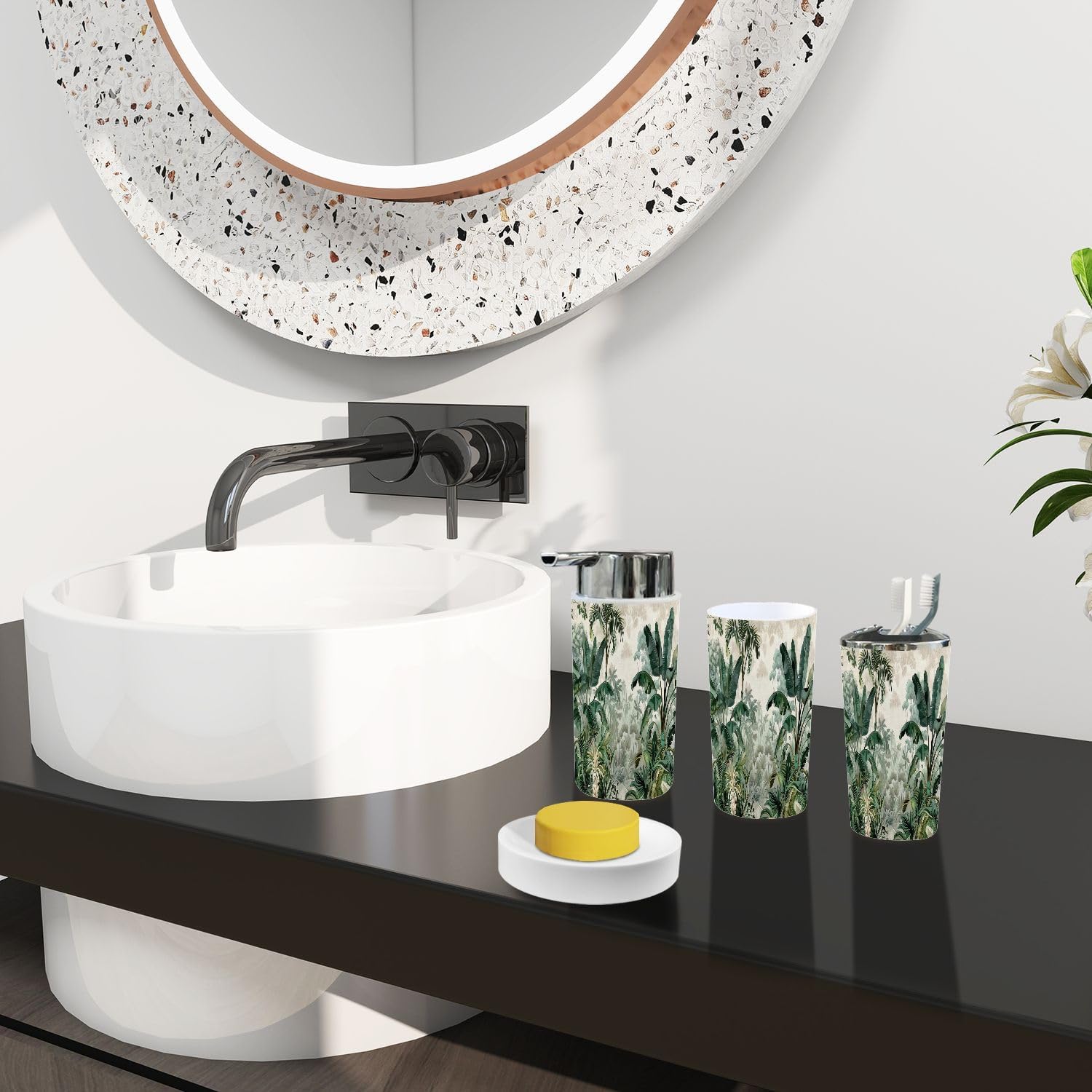Boho Jungle Bathroom Accessory Set 6 Piece 1
