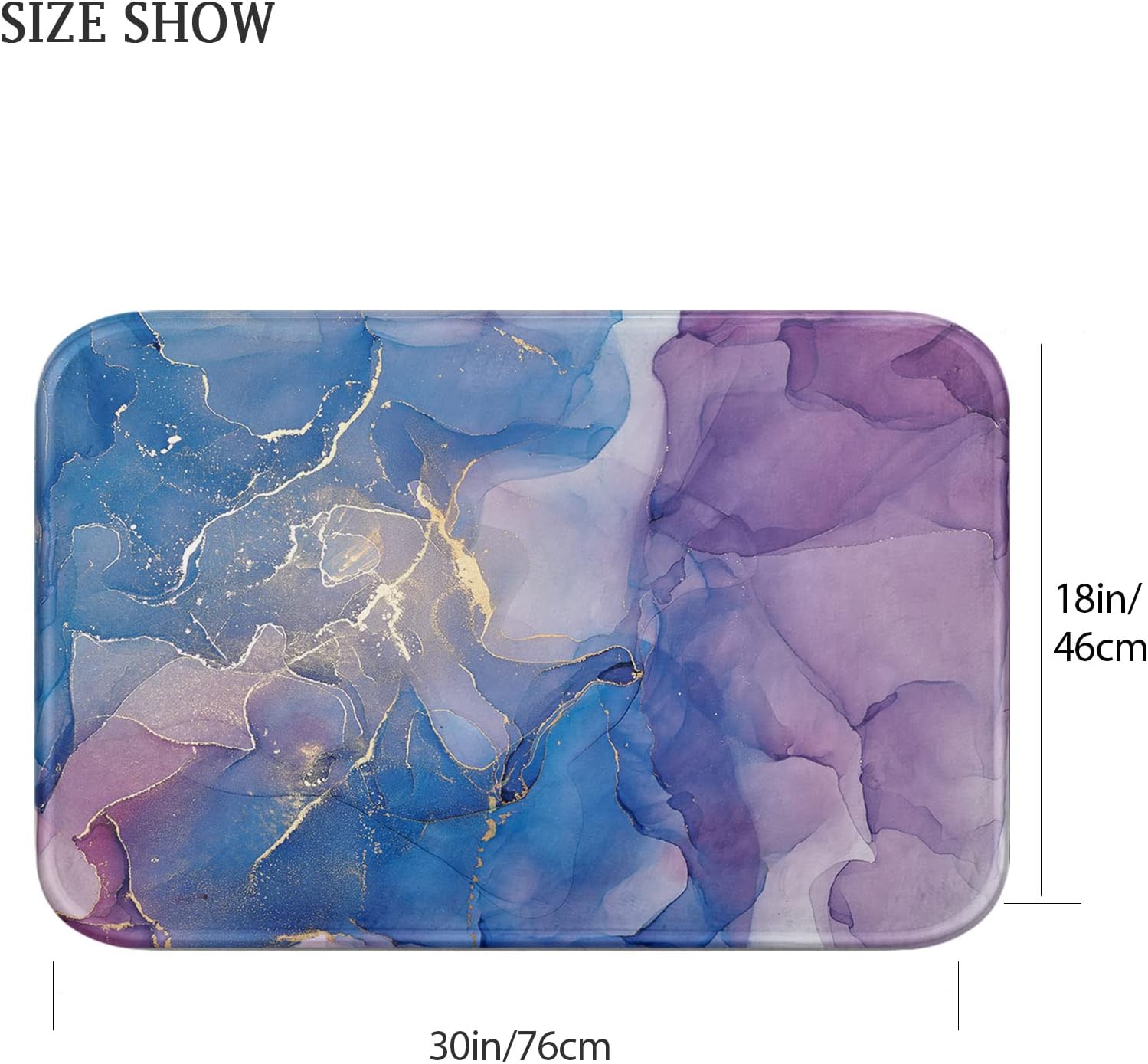 Britimes Blue Purple Bath Mat with Marble Texture