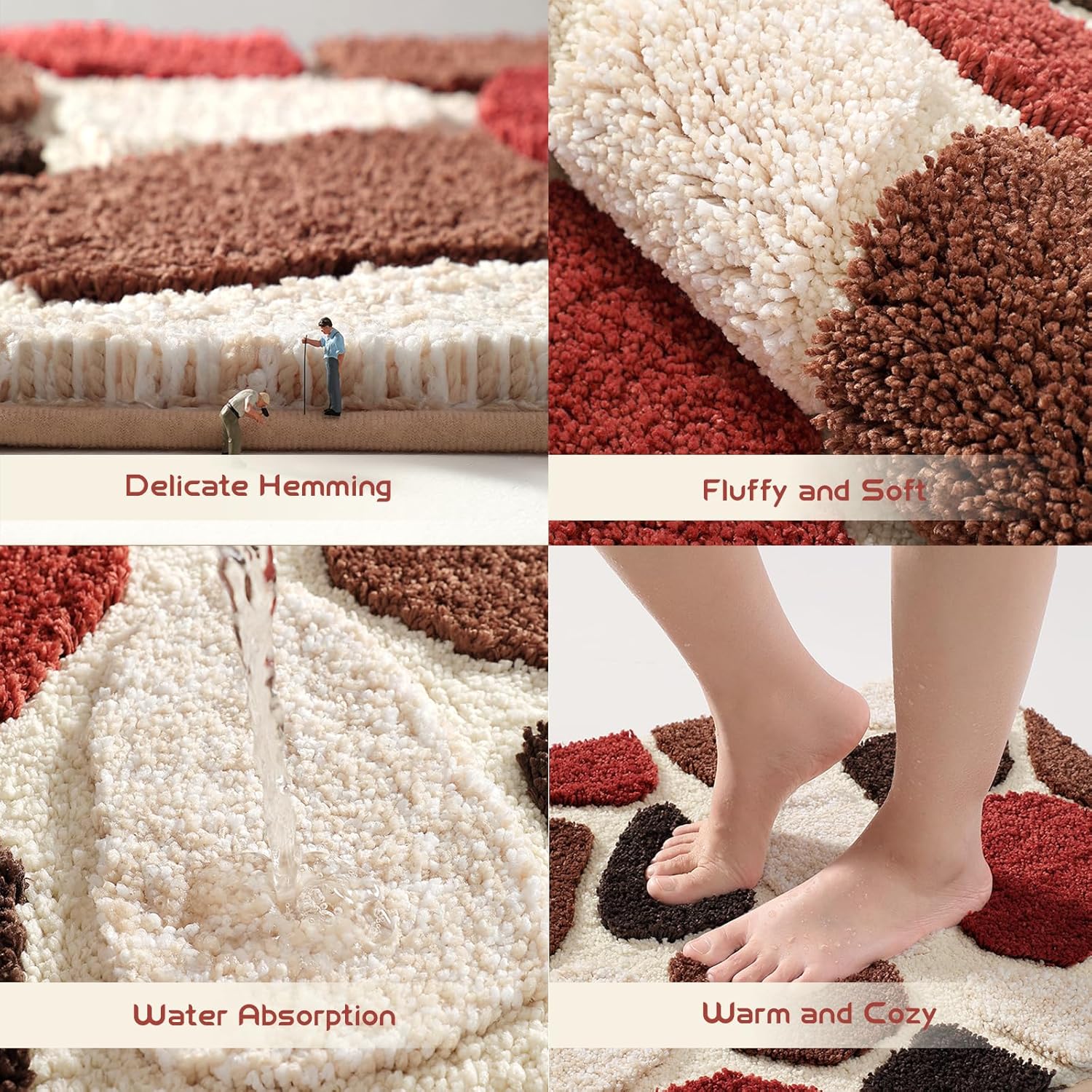 Befocus Red Pebble Stone Bath Rug 2031