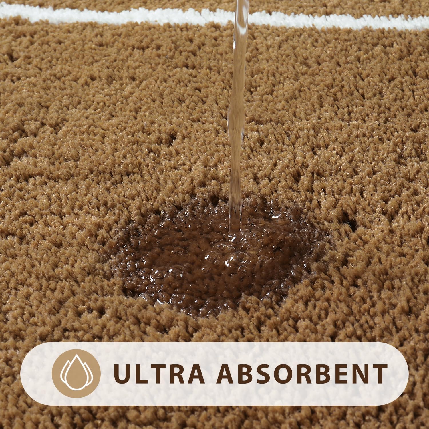 Uphome Modern Geometric Bath Mat - Brown 18x26 Inch