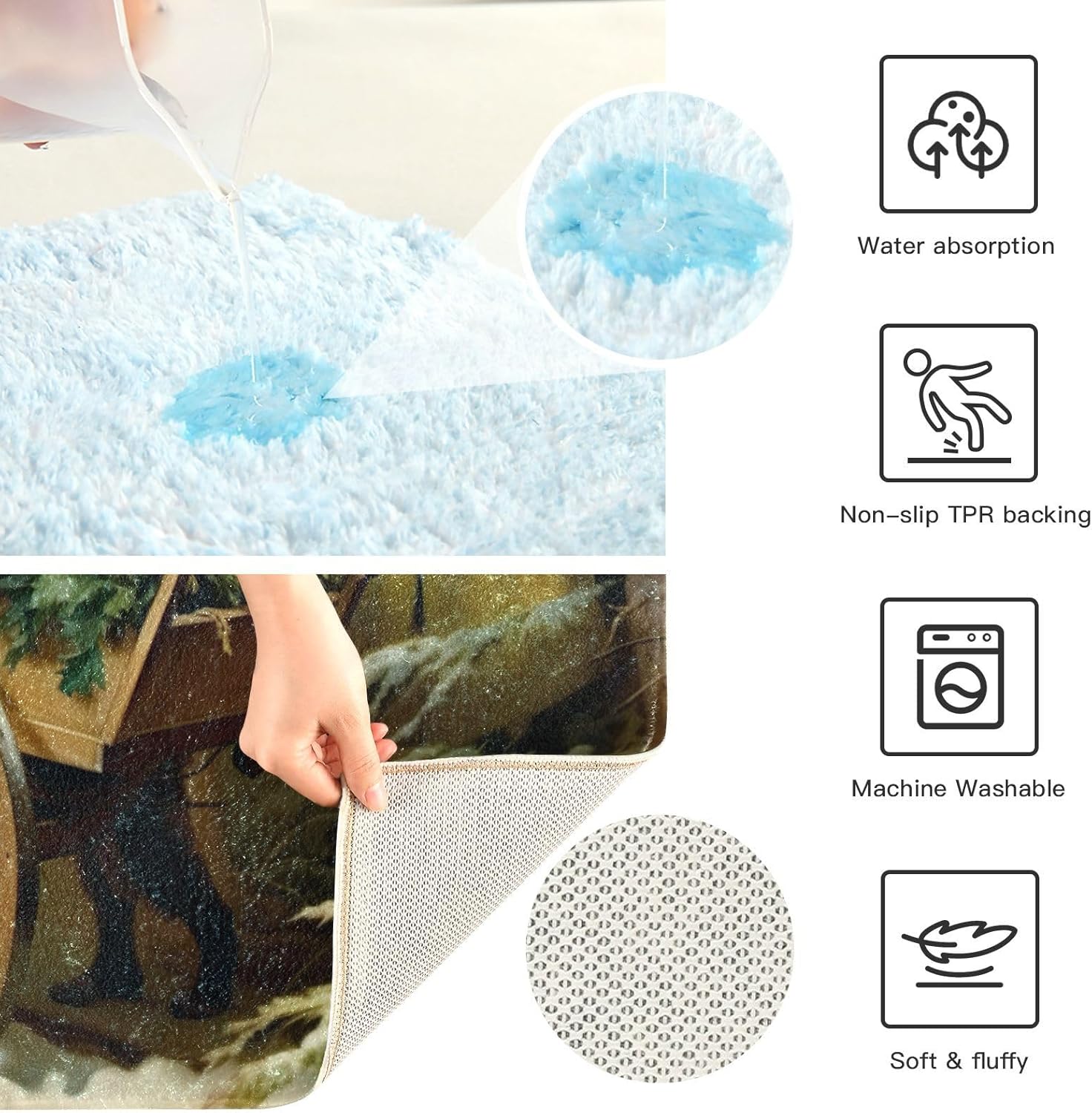 YETTASBIN Two Kids Pattern Bath Mats Set
