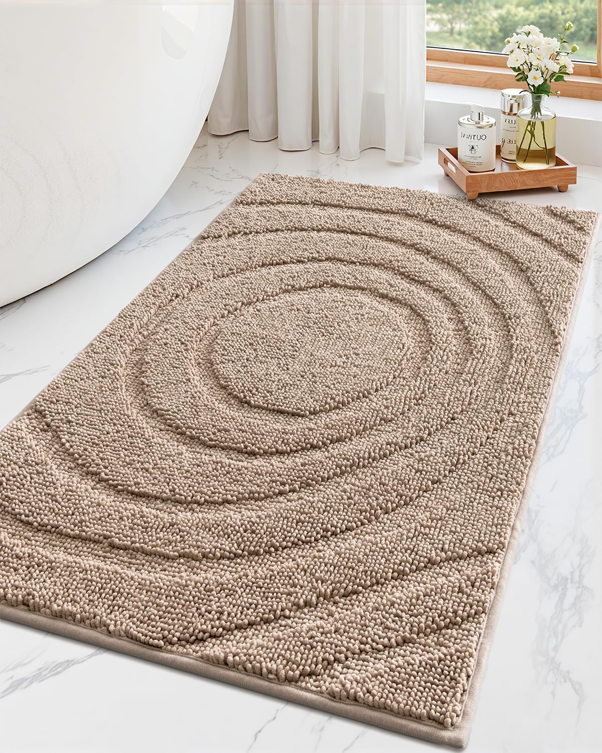 LUMI Bath Mat Non Slip Rubber Backing 16x24 Beige 1