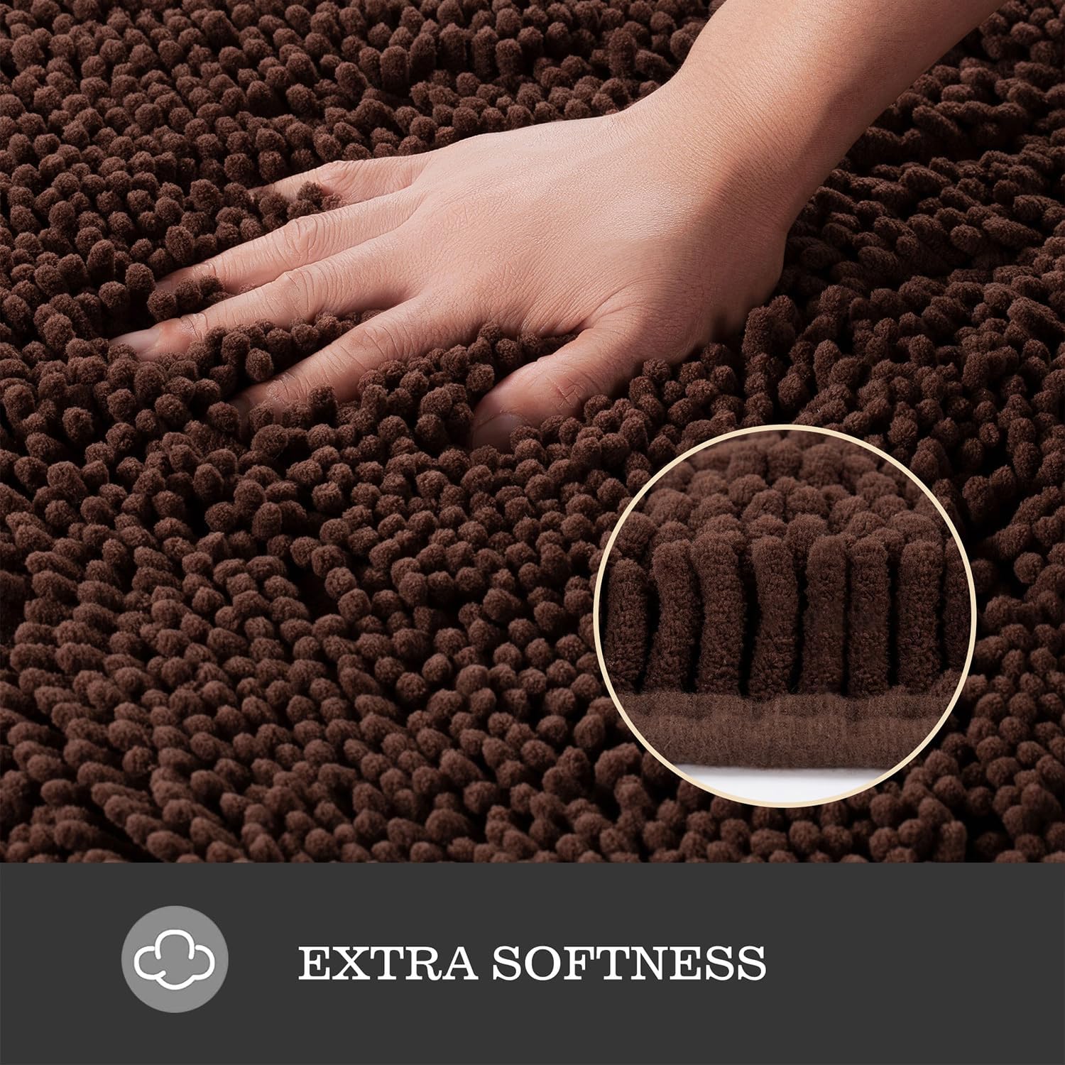 Yeaban 12x18 Bath Rug - Thick Plush Chenille Non-Slip Mat