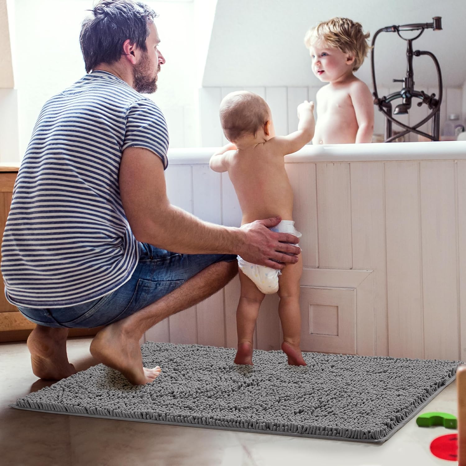 Deconovo Bath Mat 24x17 Inch Non-Slip Microfiber Rug