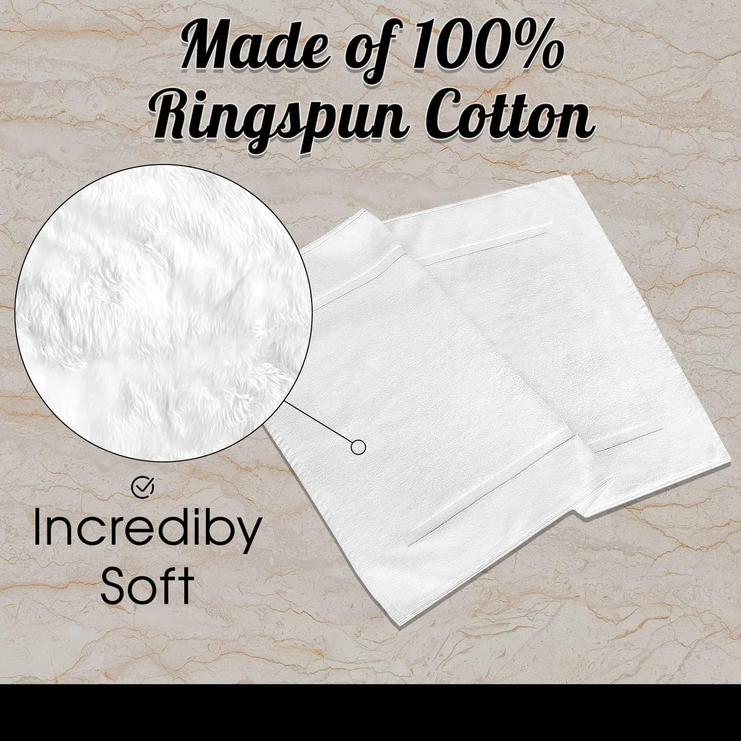 Pacific Linens Bath Mats Set of 2 - White 100 Cotton