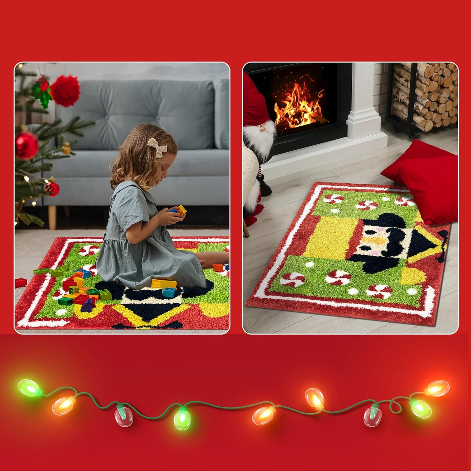Christmas Bath Mat with Nutcracker Design 20x30 in Red