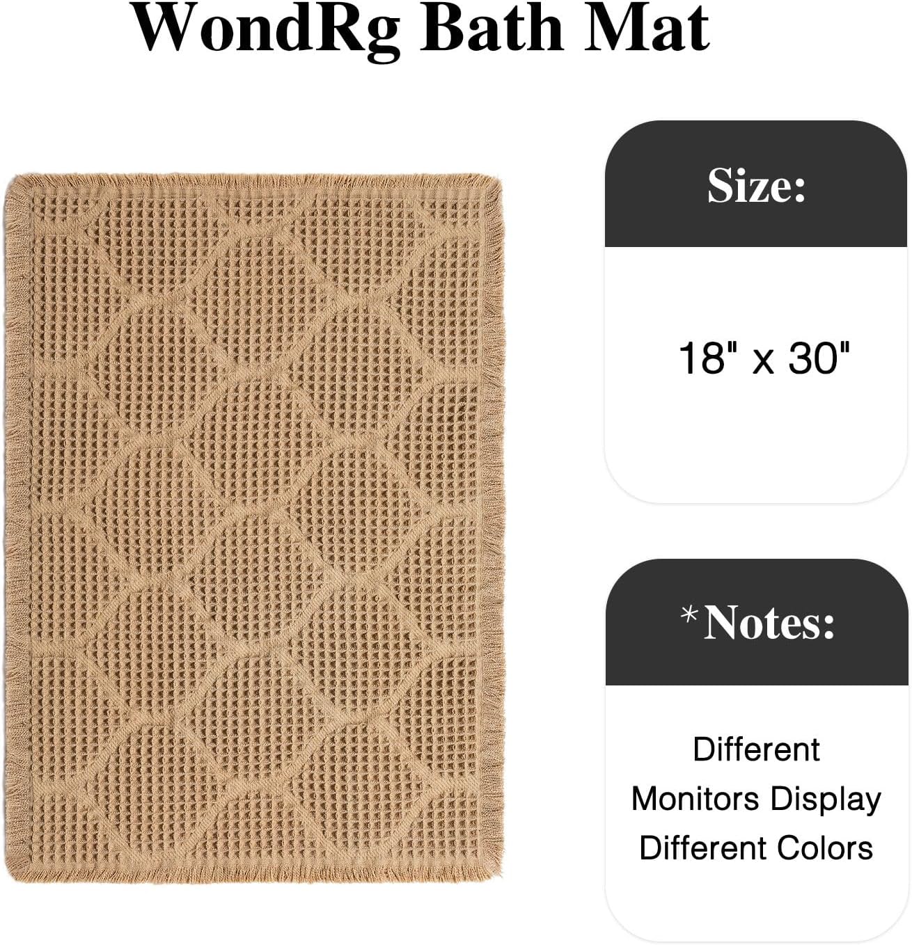 Non Slip Waffle Bath Mat Ultra Soft Quick Dry 18x30