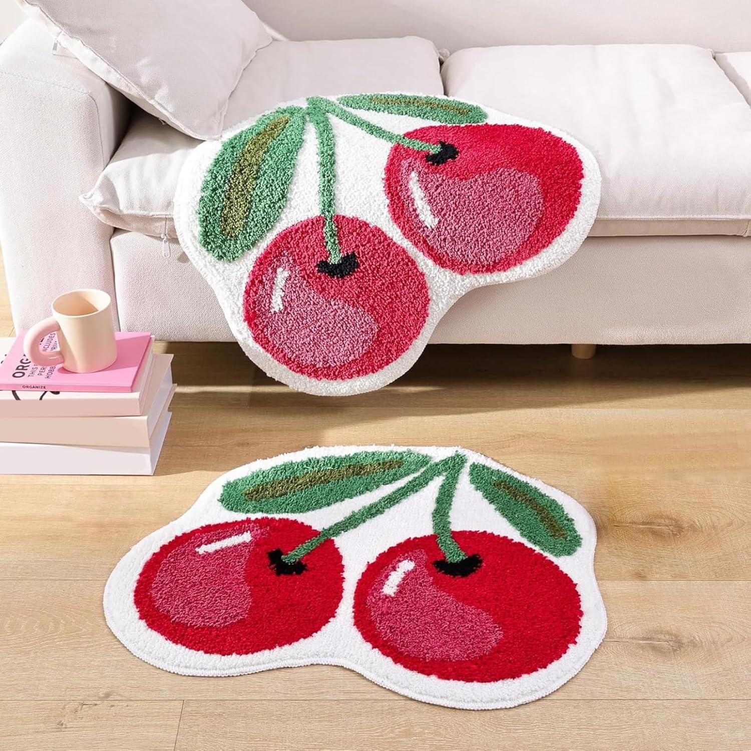 Cherry Bath Mat - Adorable Design Absorbent Safe