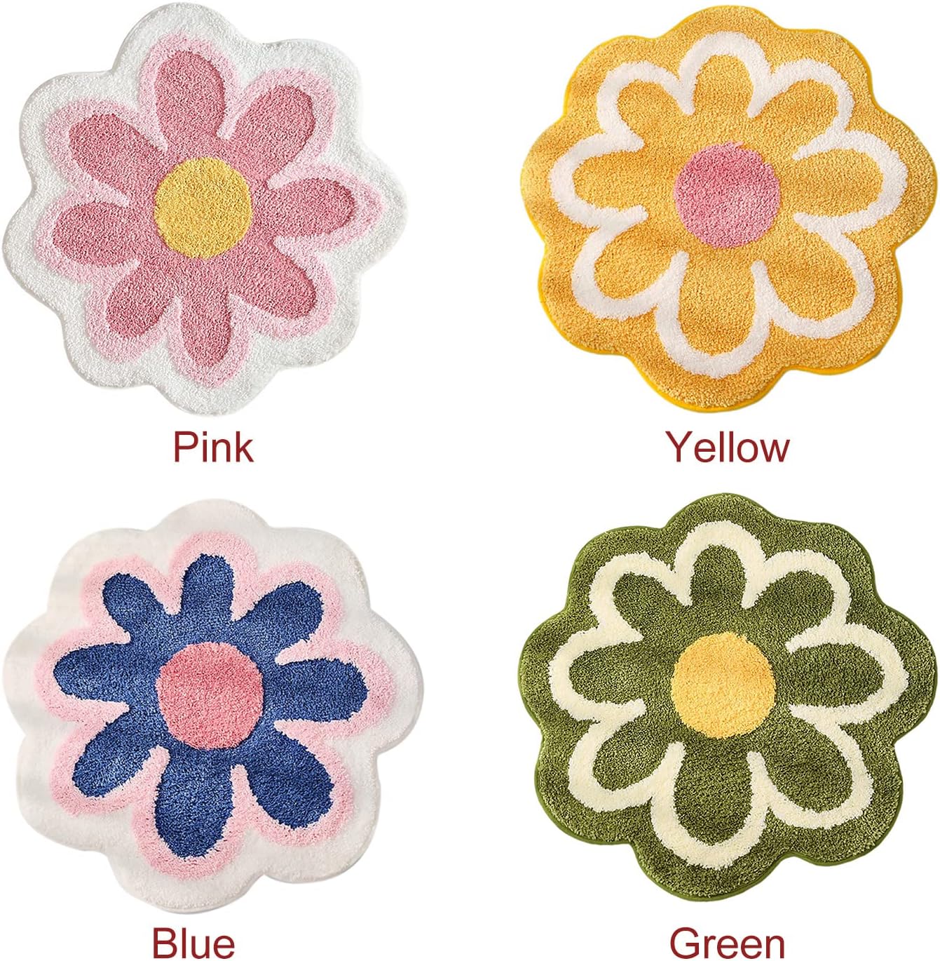 Daisy Flower Bath Mat Non-Slip Washable Bath Rug for Home