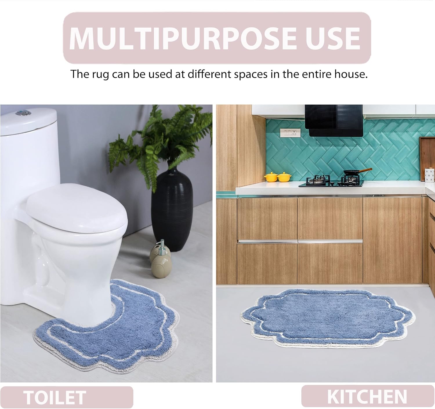 Home Weavers Allure Blue Cotton Bath Rug 17Lx24W