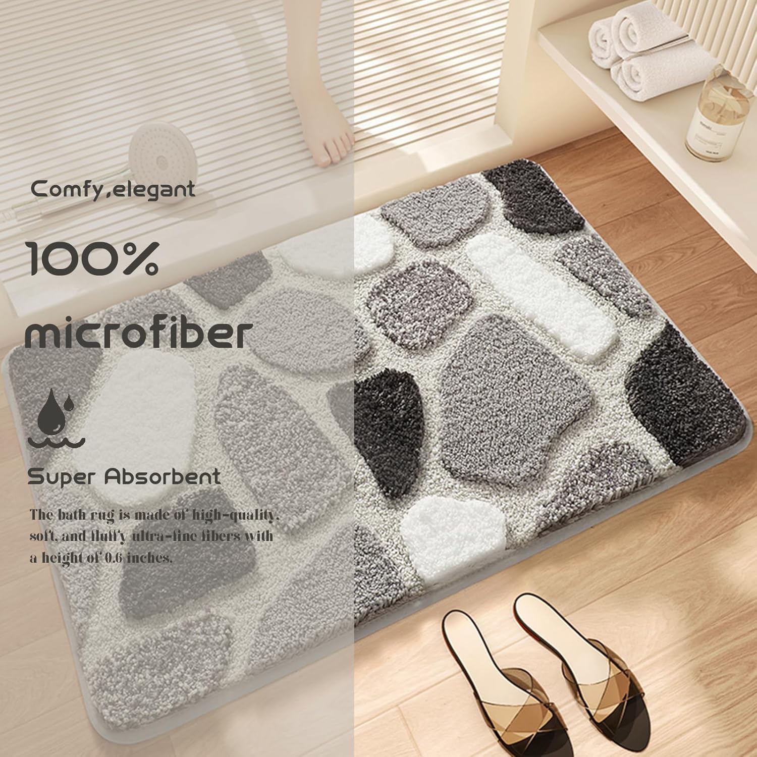 Befocus Red Pebble Stone Bath Mat