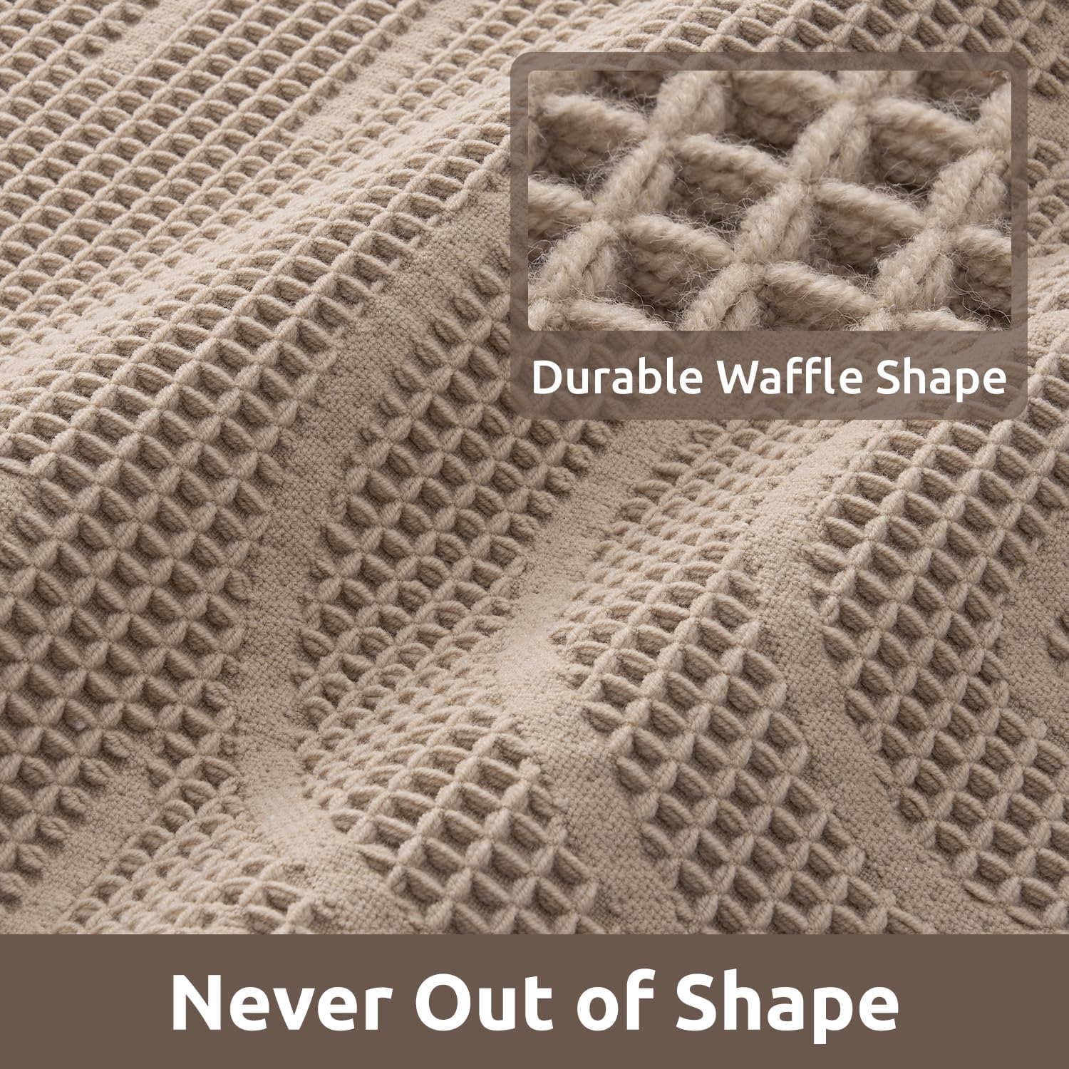 AMOAMI Waffle Bath Mat Non-Slip Absorbent Machine Washable Brown 17x40