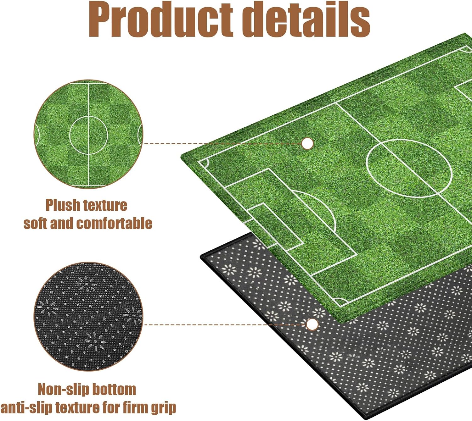 COSHARKLY Soccer Field Bath Mat 17x30 Inch Non-Slip