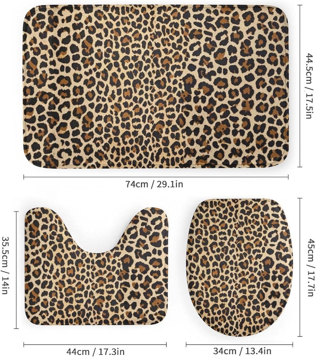 Supdreamc 4 Pack Cool Cheetah Leopard Shower Curtain Set with Bath Rug