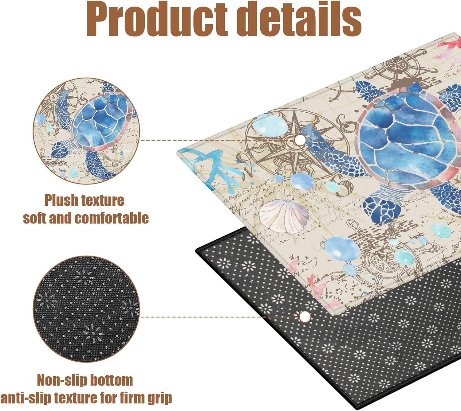 COSHARKLY Sea Turtle Bath Mat 17x30 Inch