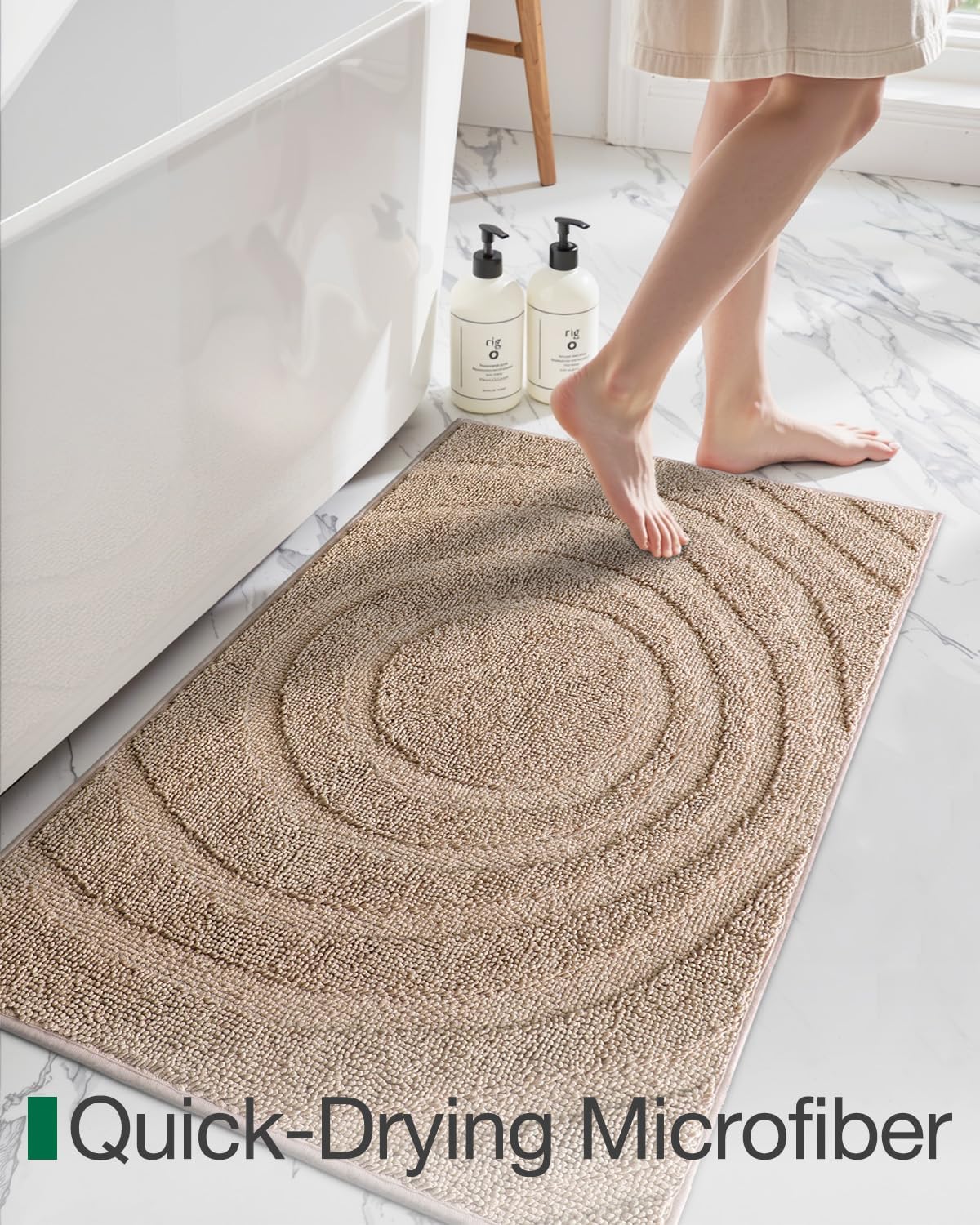 LUMI Bath Mat Non Slip Rubber Backing 16x24 Beige 1