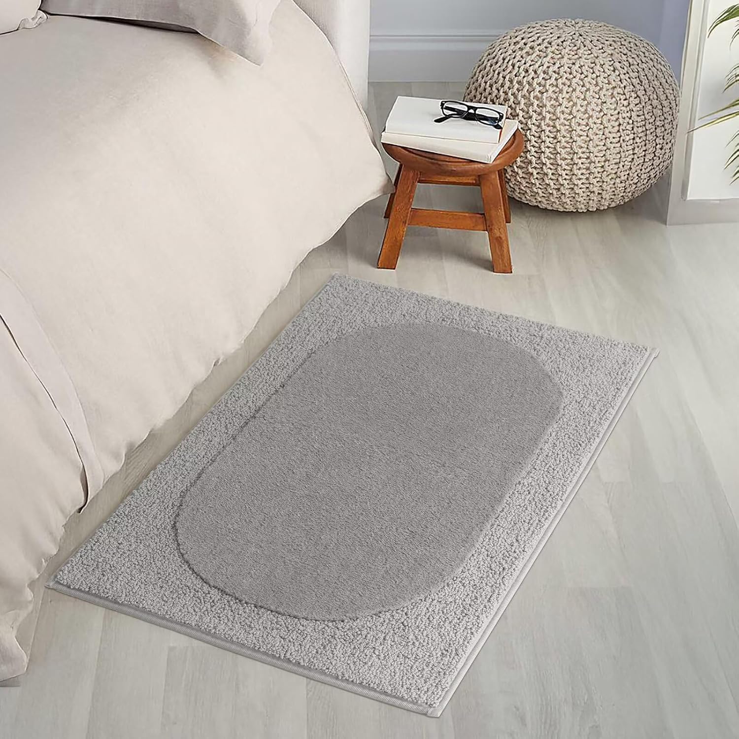 DEXDE 30x20 Bathroom Rug Gray Ultra Soft Absorbent