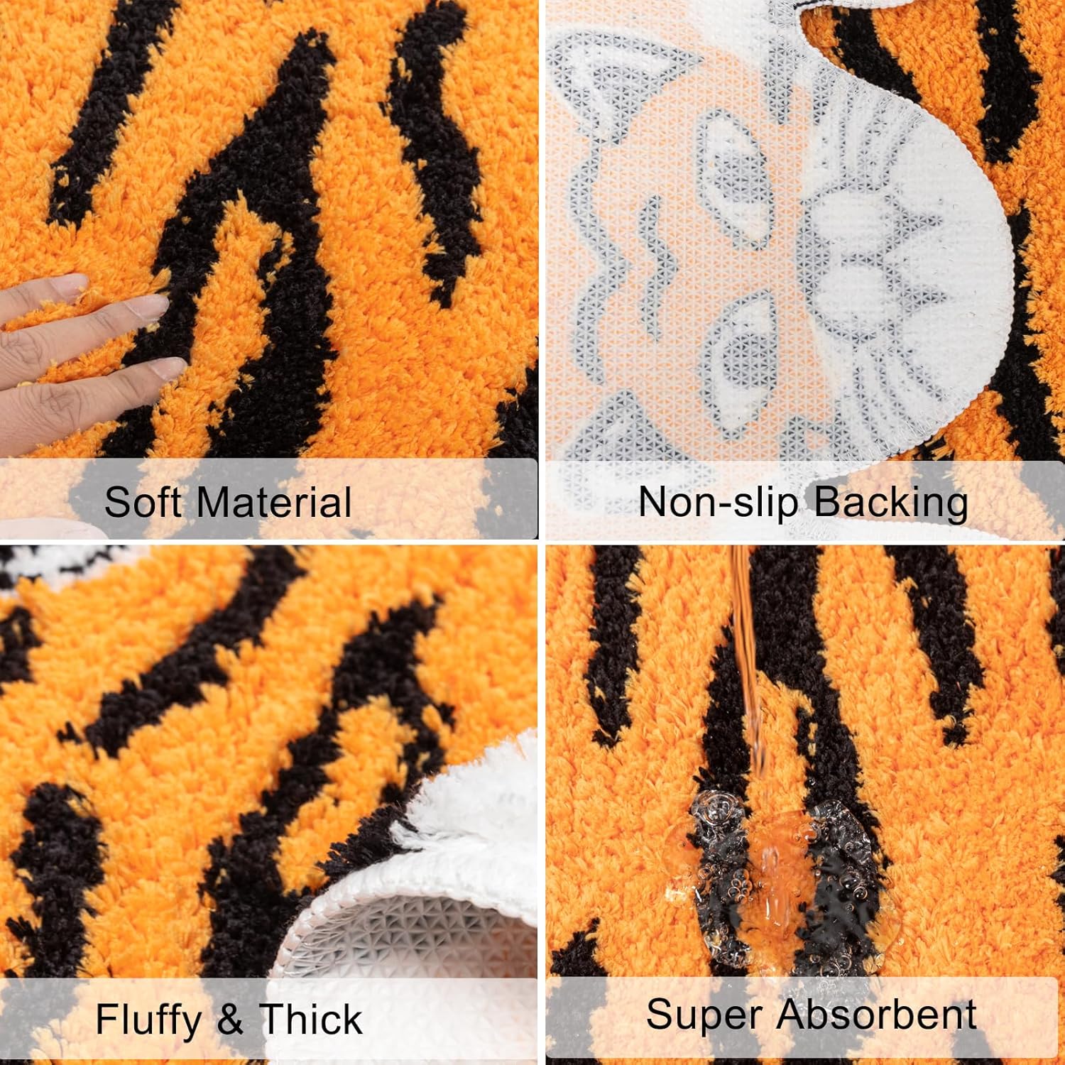 Seek4comfortable Cute Tiger Bath Mat Non Slip Plush
