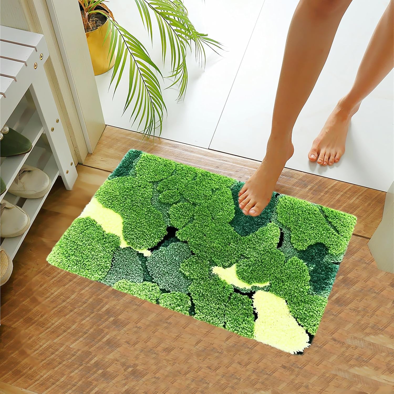 LEVINIS Moss Bath Rug Absorbent Non-Slip Boho Mat 24x16 Inches