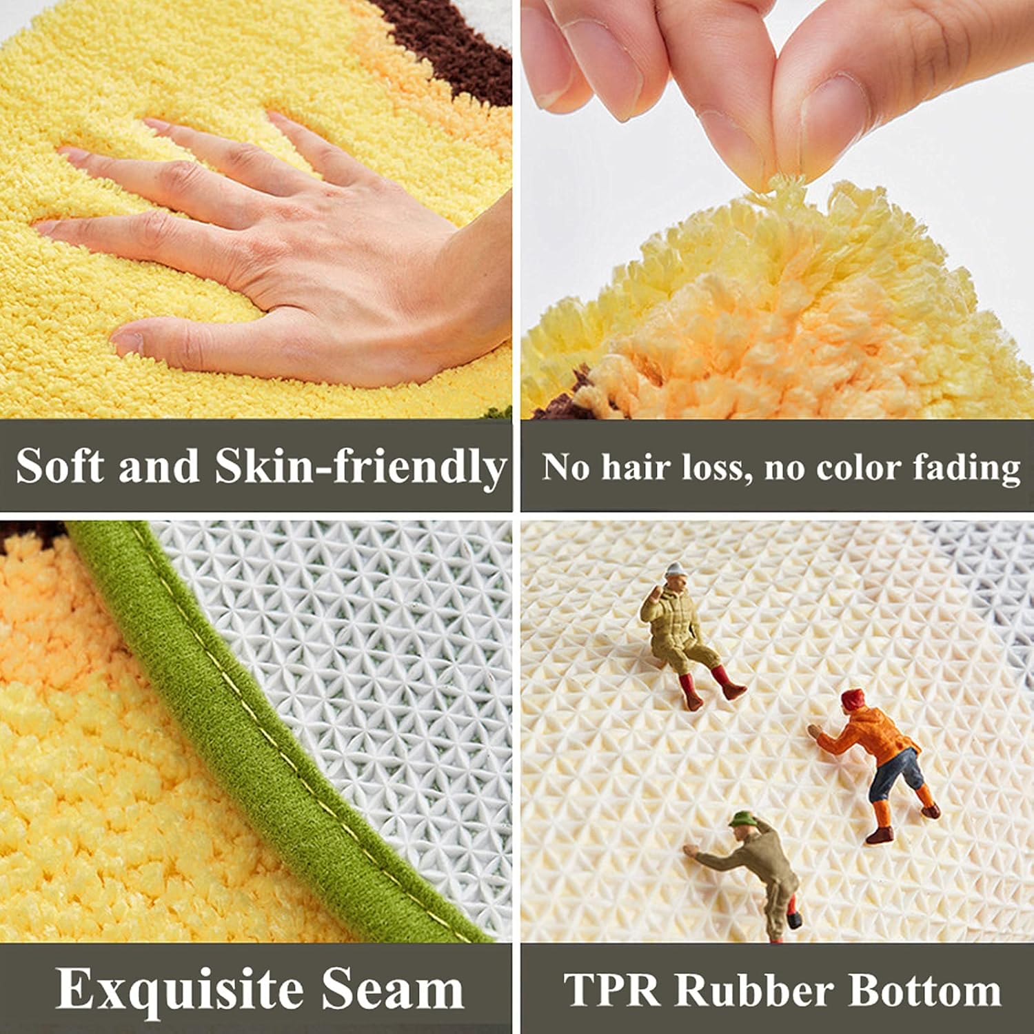 LEVINIS Avocado Bath Rug Non-Slip Absorbent Kids Bathroom Mat