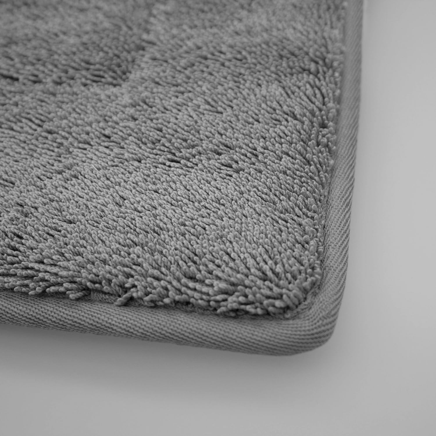 Oliver Brown Terry Bath Mat - 20x32 Non-Slip Machine Washable Light Gray