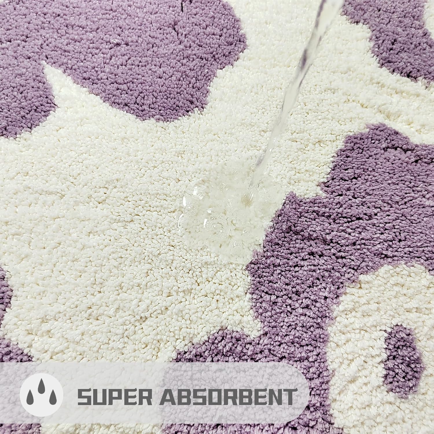 Wishtune Purple Flower Bath Rug 47x20 Non-Slip Microfiber Mat