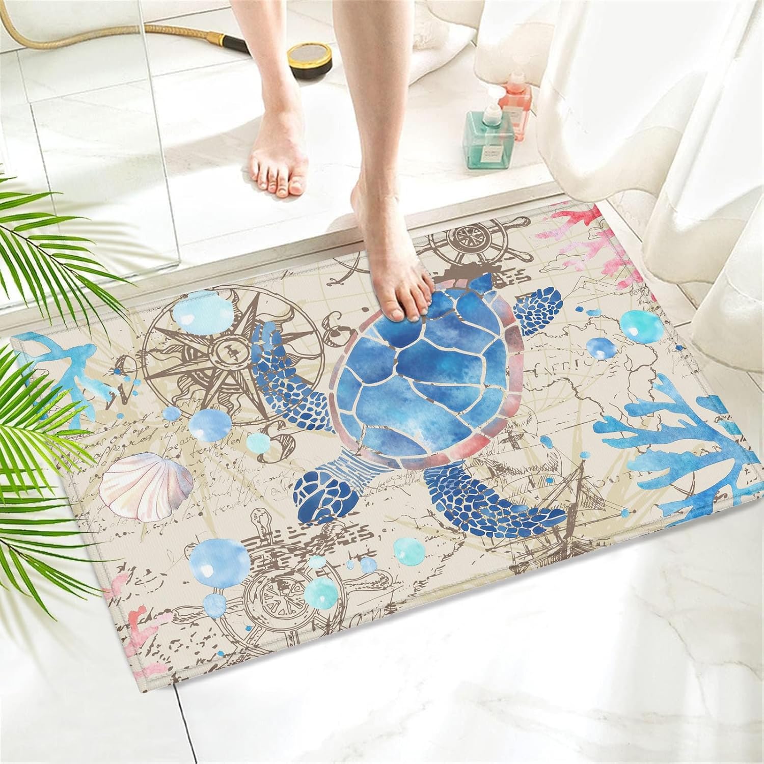 COSHARKLY Sea Turtle Bath Mat 17x30 Inch