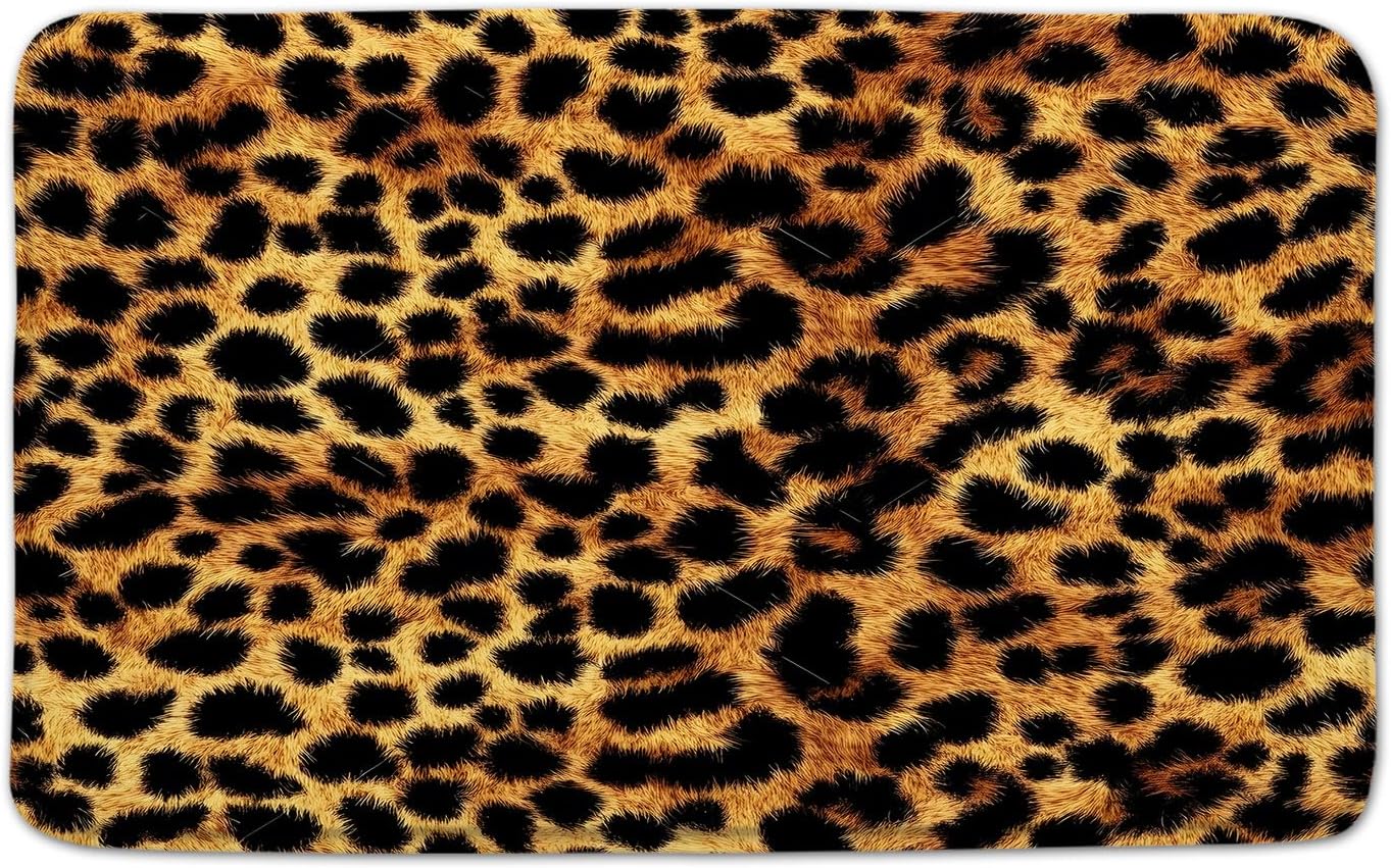Brown Leopard Print Bath Rug - 178x295 Inclined Design