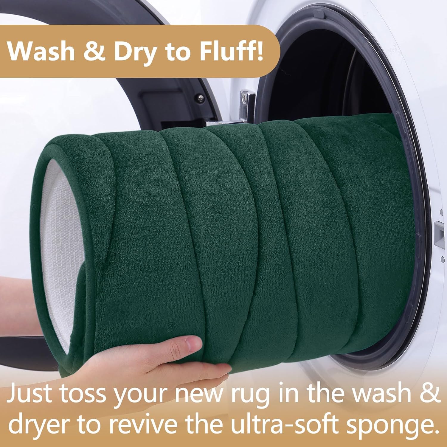 Buganda Memory Foam Bath Rug 24x16 Dark Green