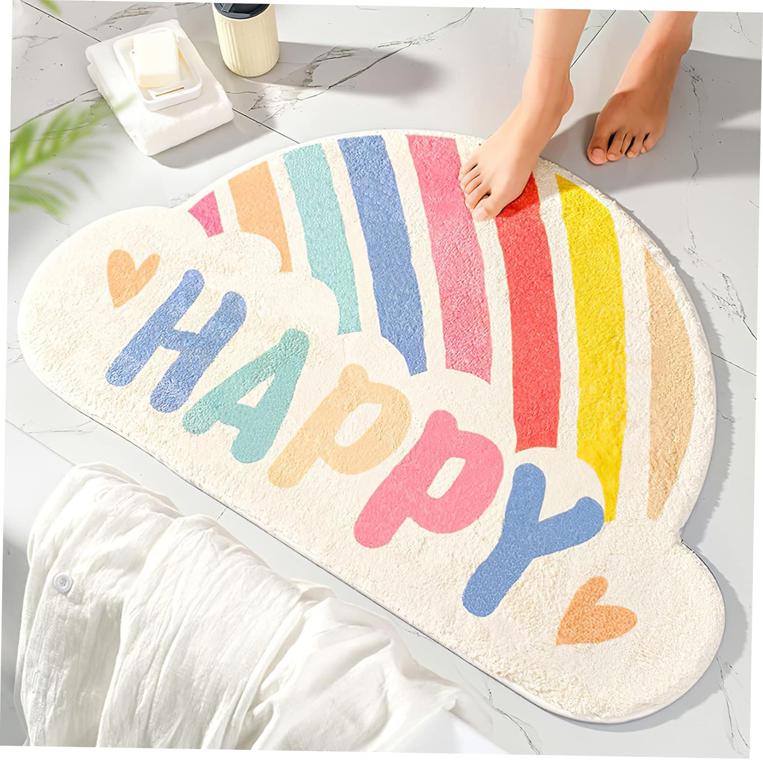 Rainbow Bath Mat Anti-Skid Bathroom Rug for Kids