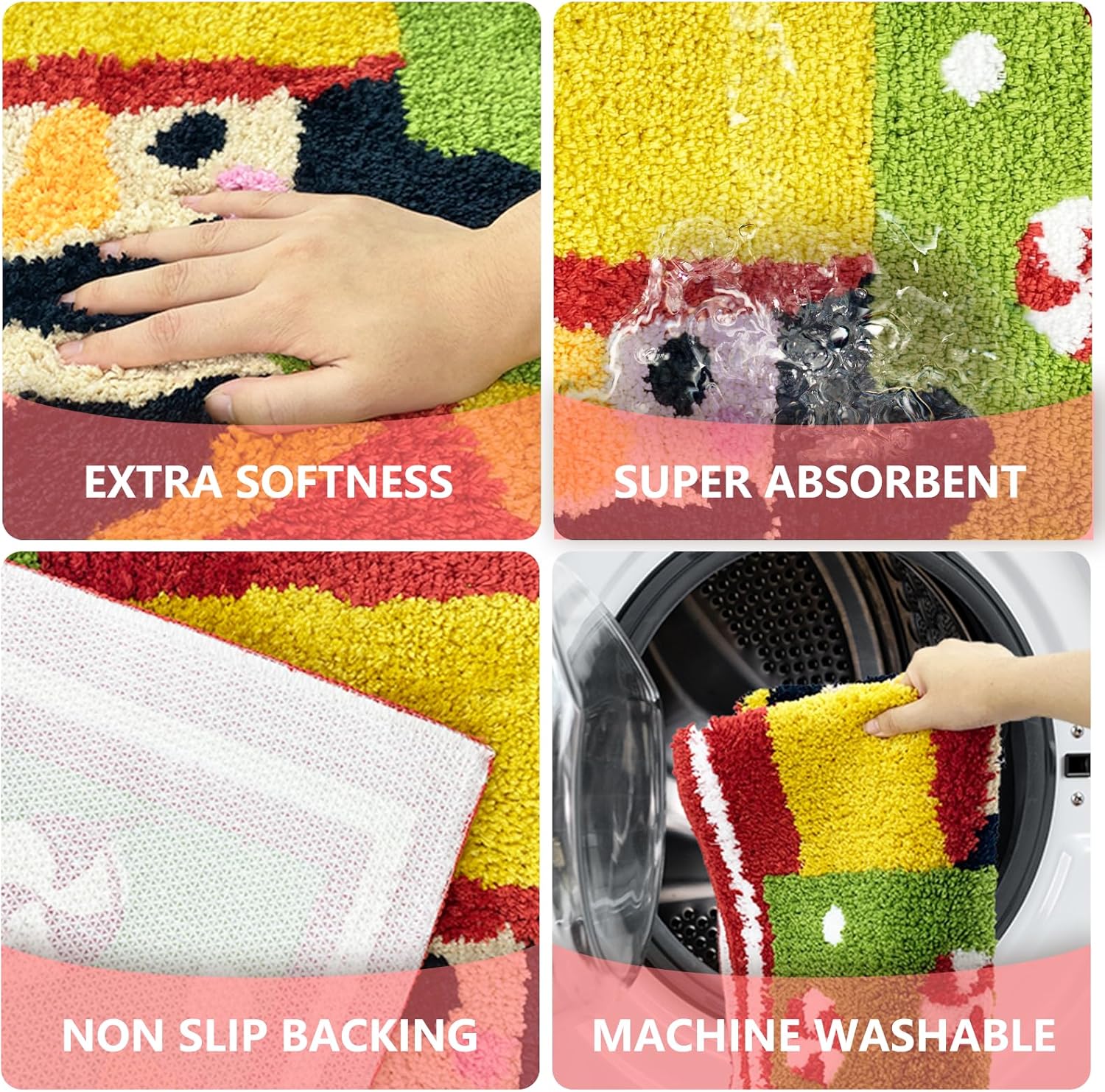 Christmas Bath Mat with Nutcracker Design 20x30 in Red