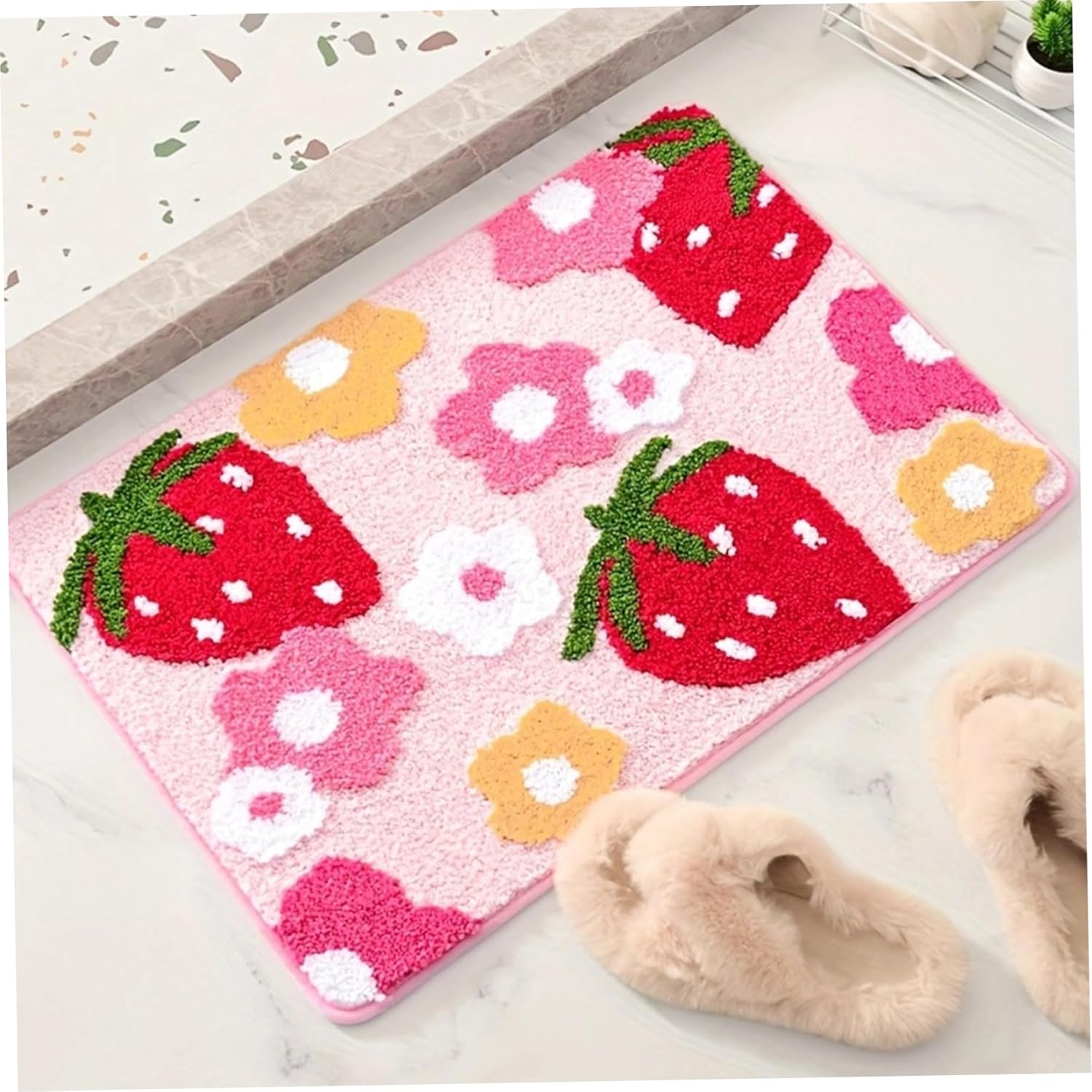 Eioflia 16x24 Non-Slip Strawberry Bath Mat