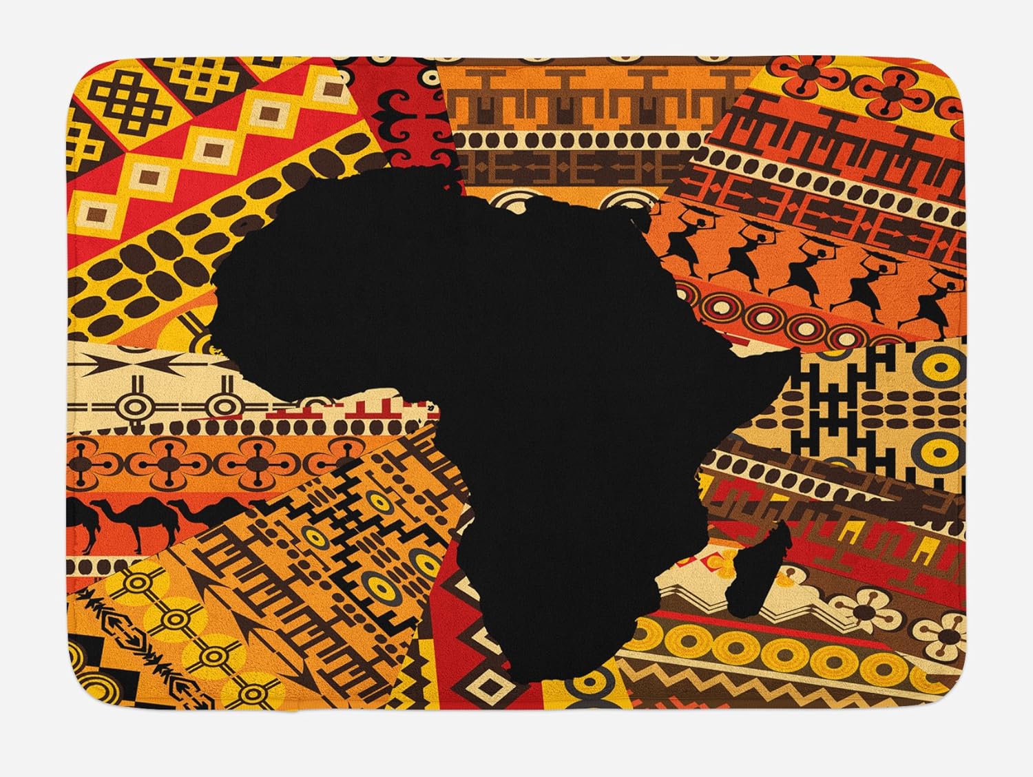 Lunarable African Bath Mat Plush Decor with Non Slip Backing