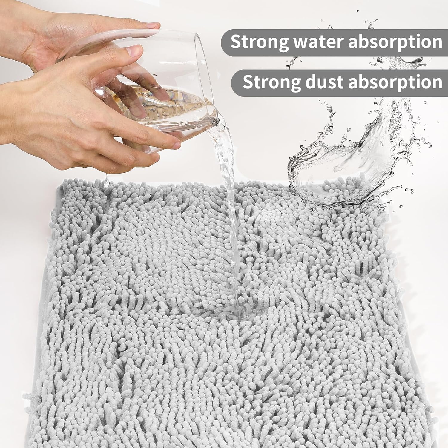 LanYunUmi Light Gray Bath Rug 17x24
