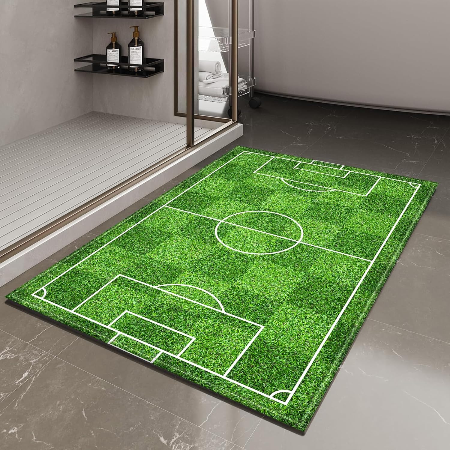 COSHARKLY Soccer Field Bath Mat 17x30 Inch Non-Slip