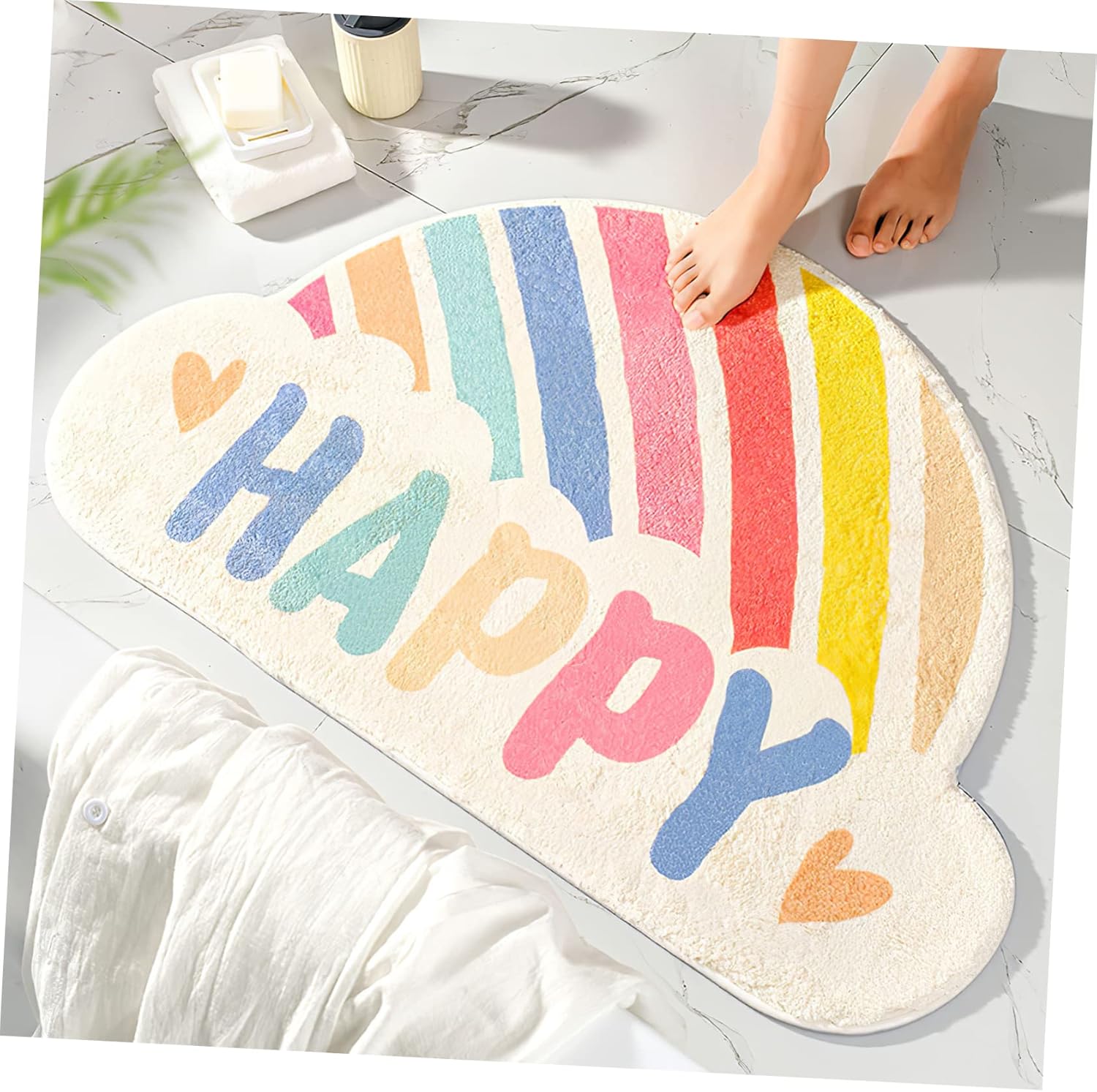 Cabilock Rainbow Bath Mat Kids Welcome Doormat Rug