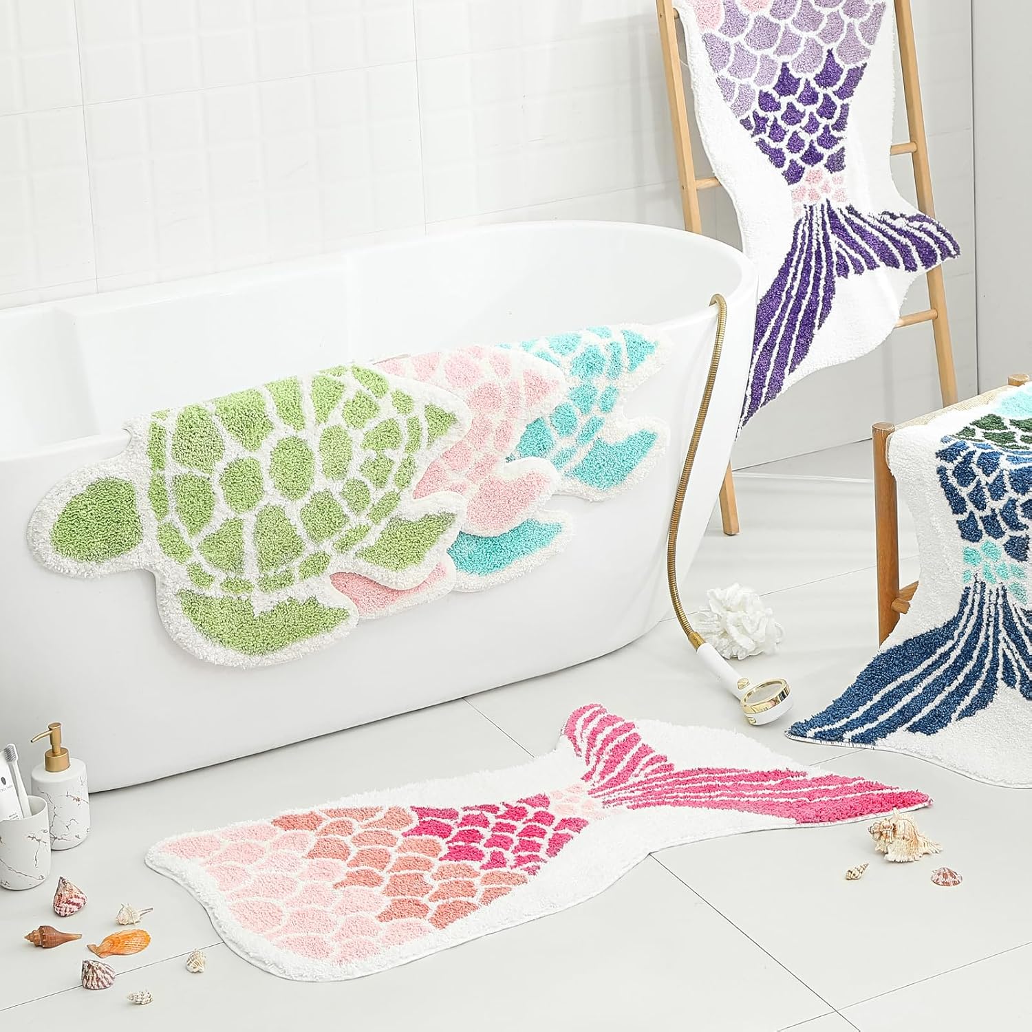 YRXRUS Mermaid Bath Rug - Ocean Themed 23x39 Inch