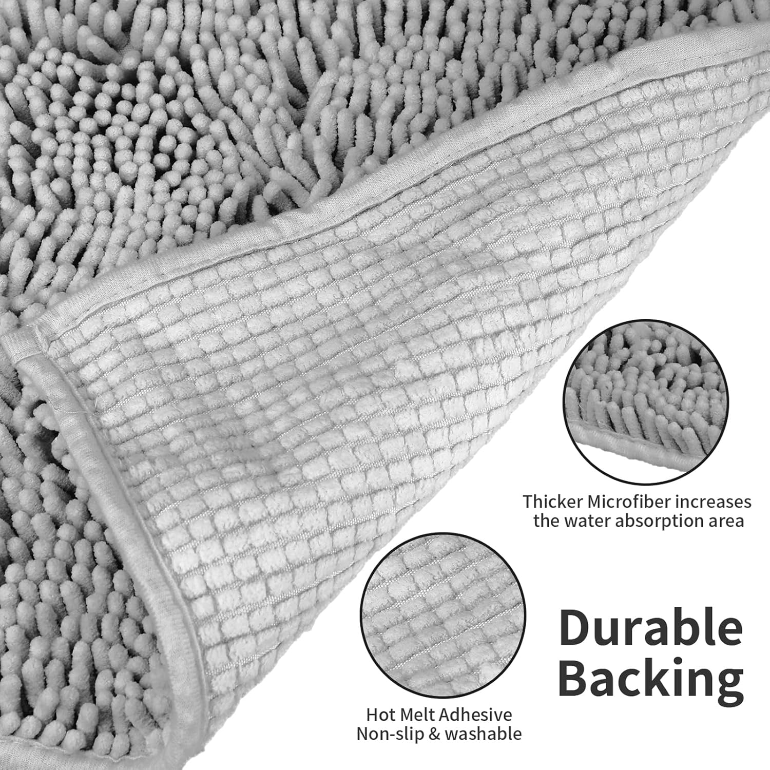 LanYunUmi Light Gray Bath Rug 17x24