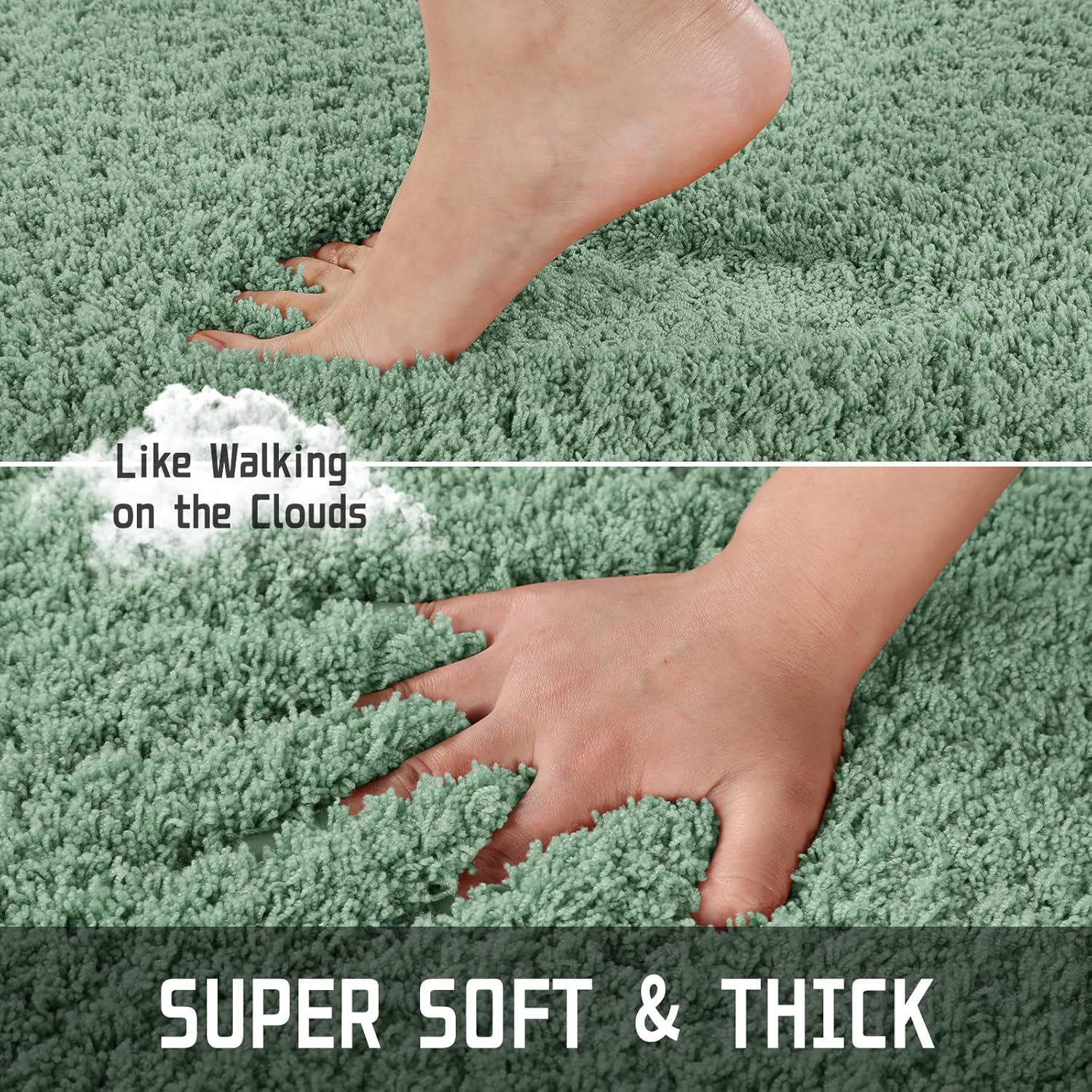 Yimobra Luxury Fluffy Bath Rug 36x24 Pure Light Green