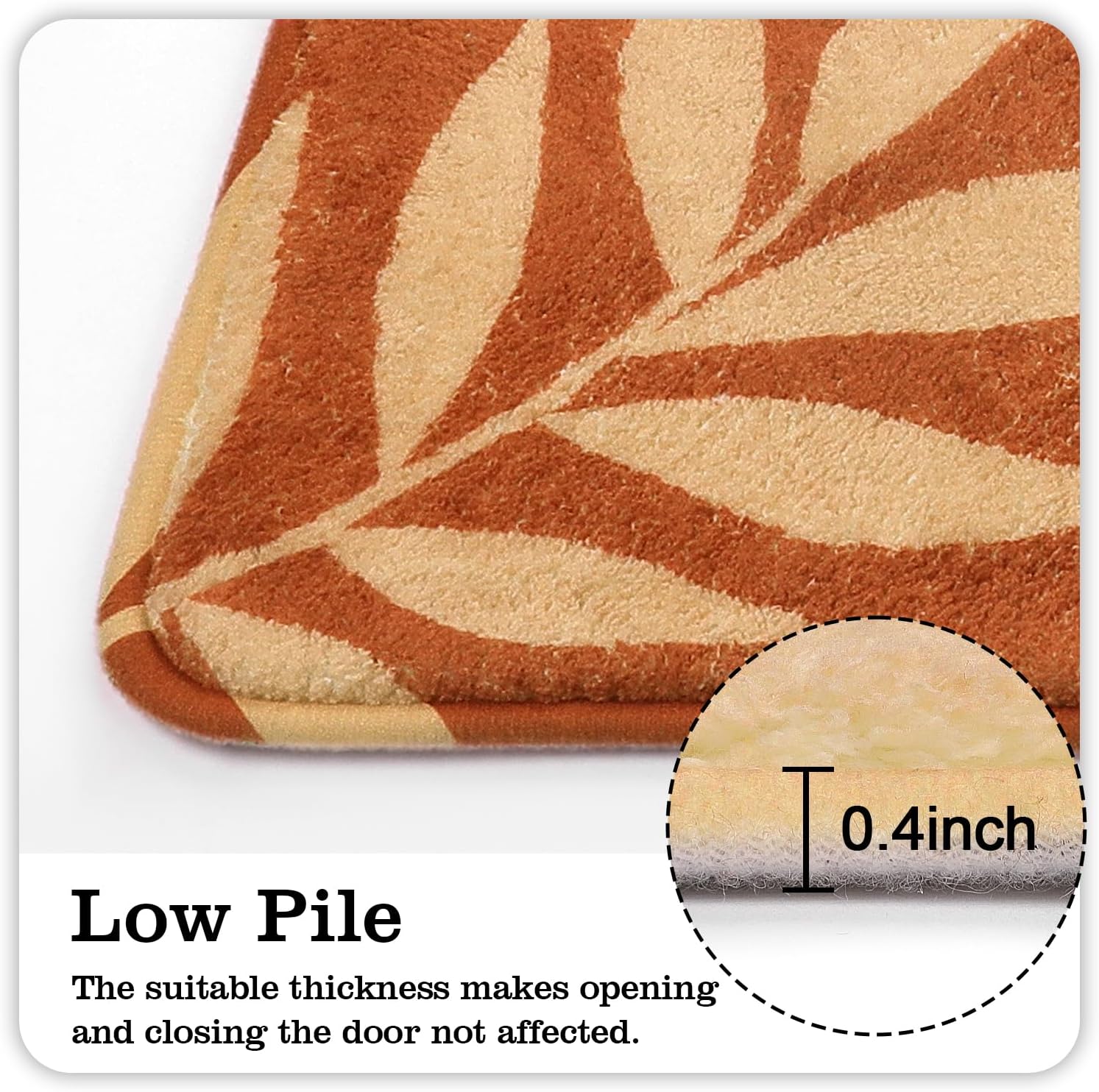 Uphome Boho Bathroom Rug Velvet Leaf Pattern