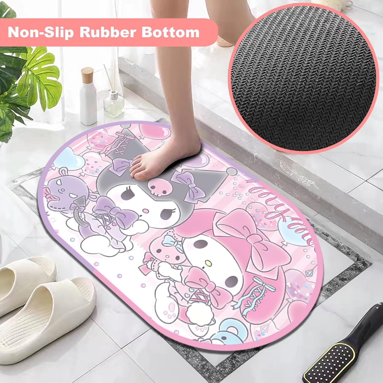 Anime Cartoon Bath Mat 40x60cm Quick Dry