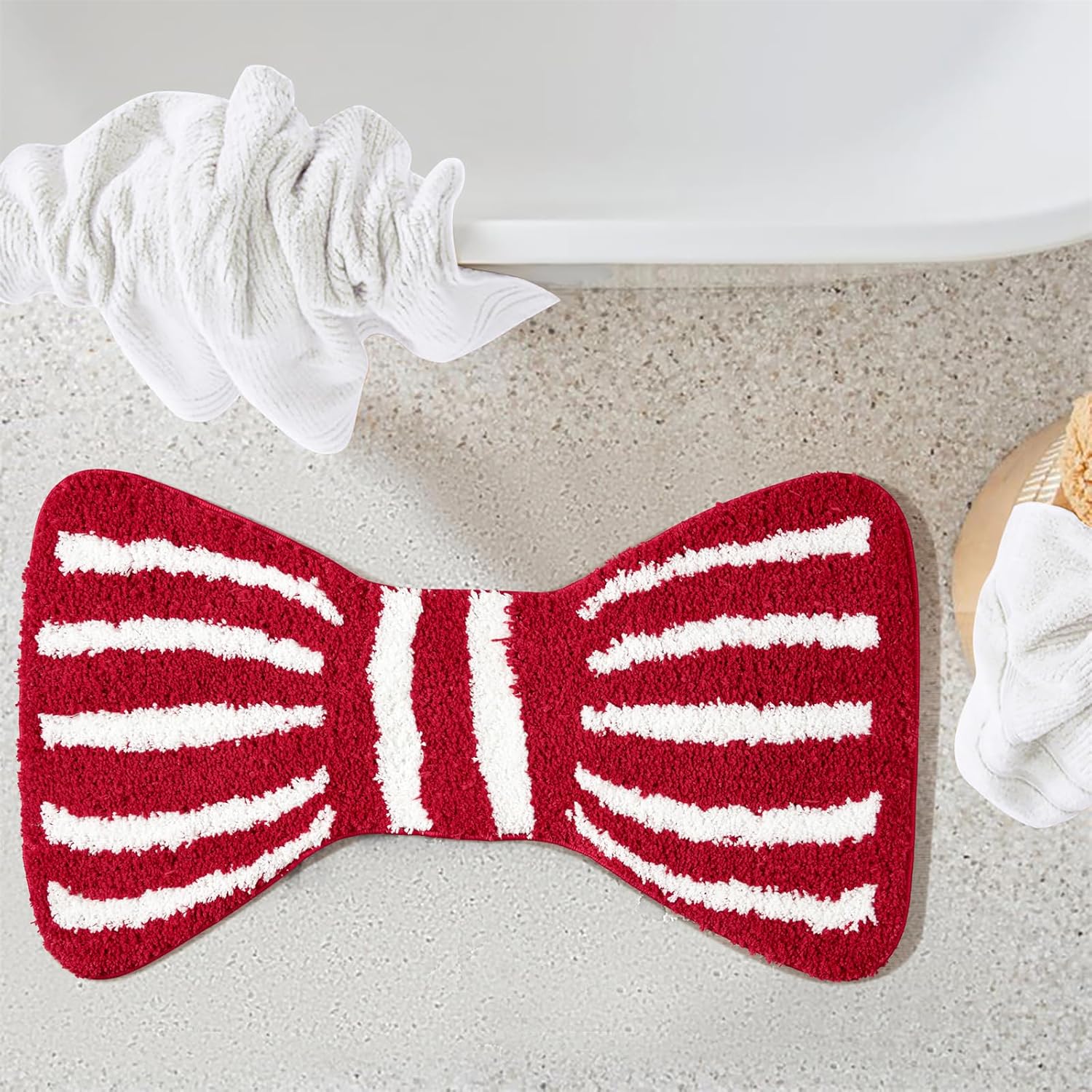 Aldopein Red Bowtie Kids Bath Mat Non Slip