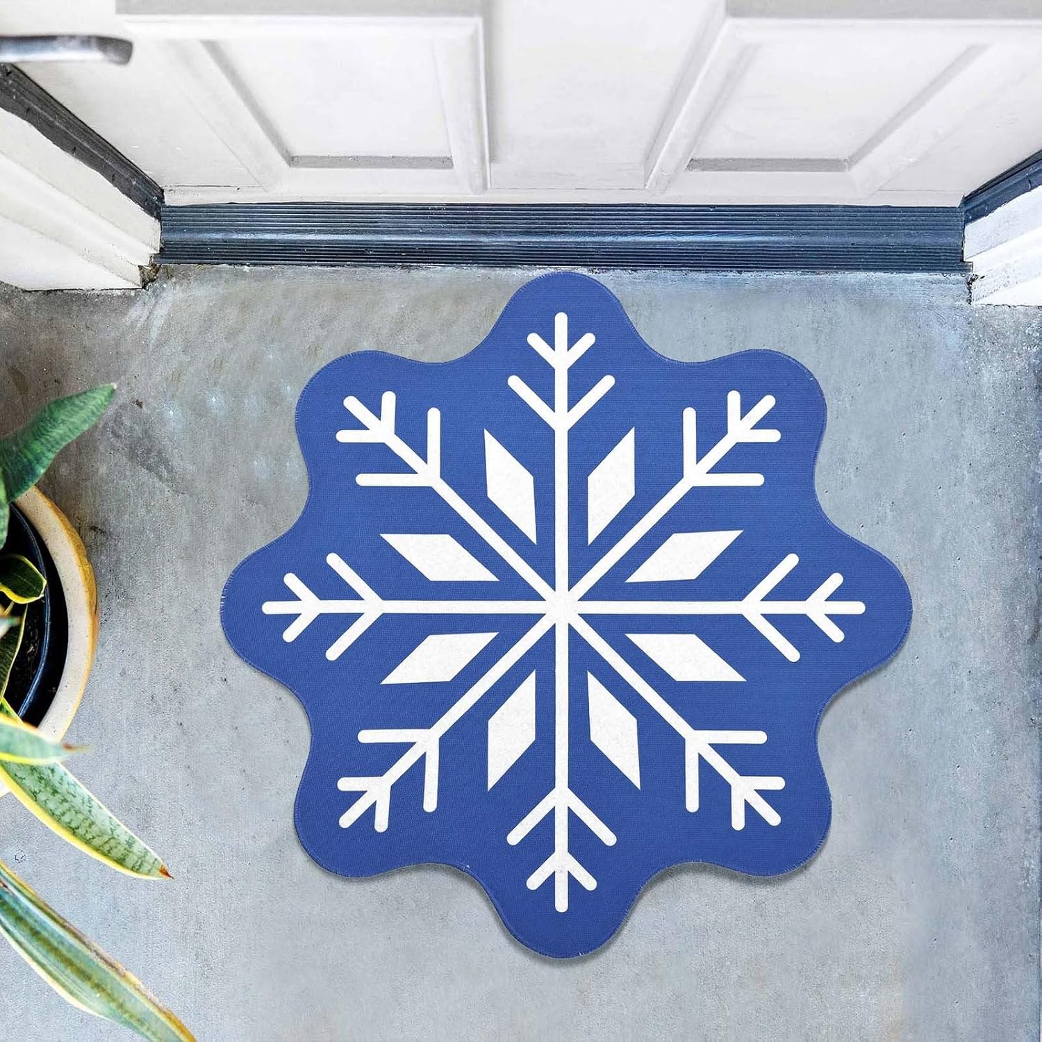 KELINFONG Snowflake Pattern Non-Slip Bath Mat 26x26 Inch