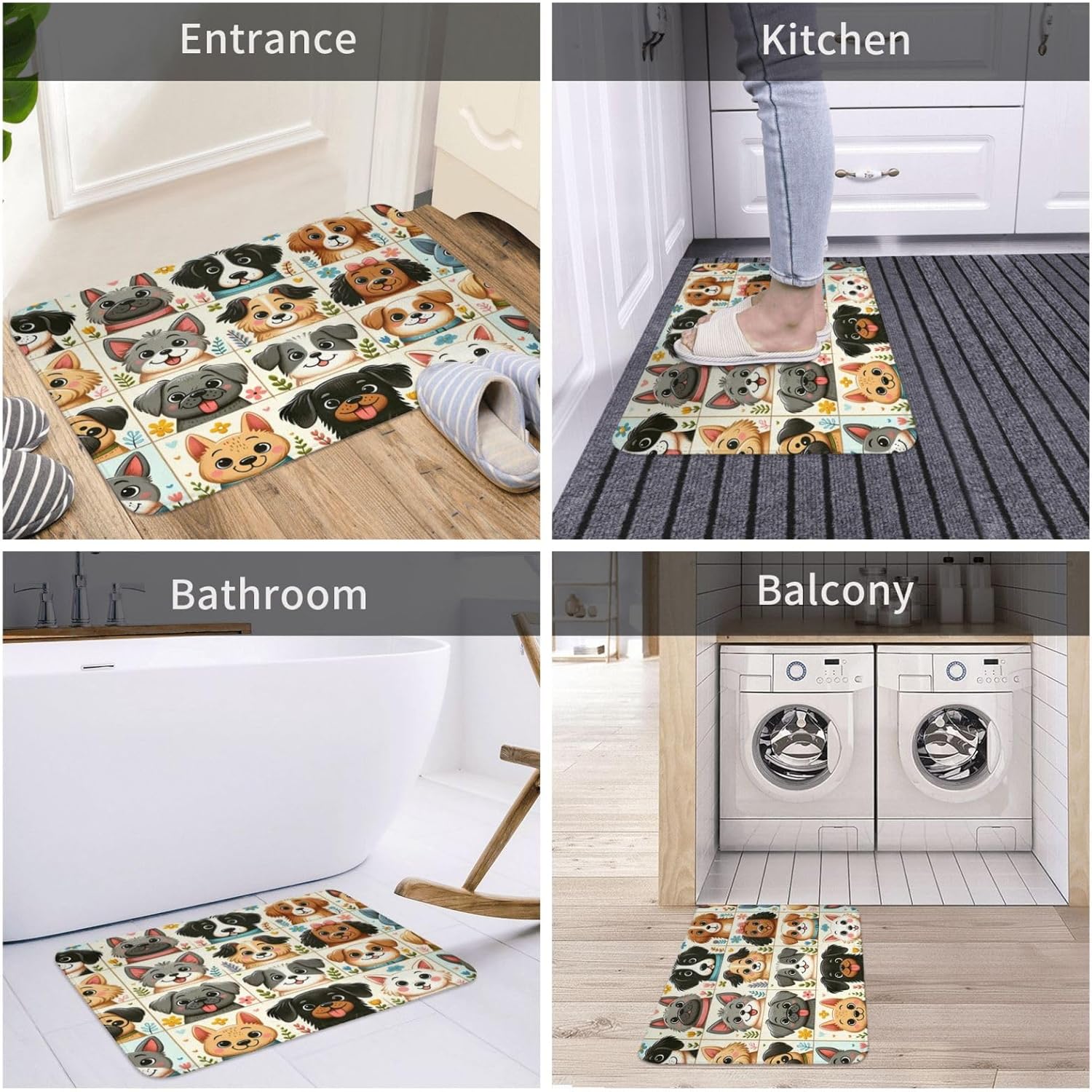 Cute Dog Bathroom Rug 24x16 inch Non-Slip