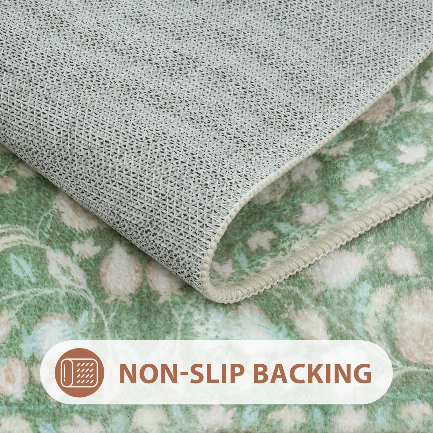 Uphome Green Boho Floral Bath Rug 18x47 inch 1