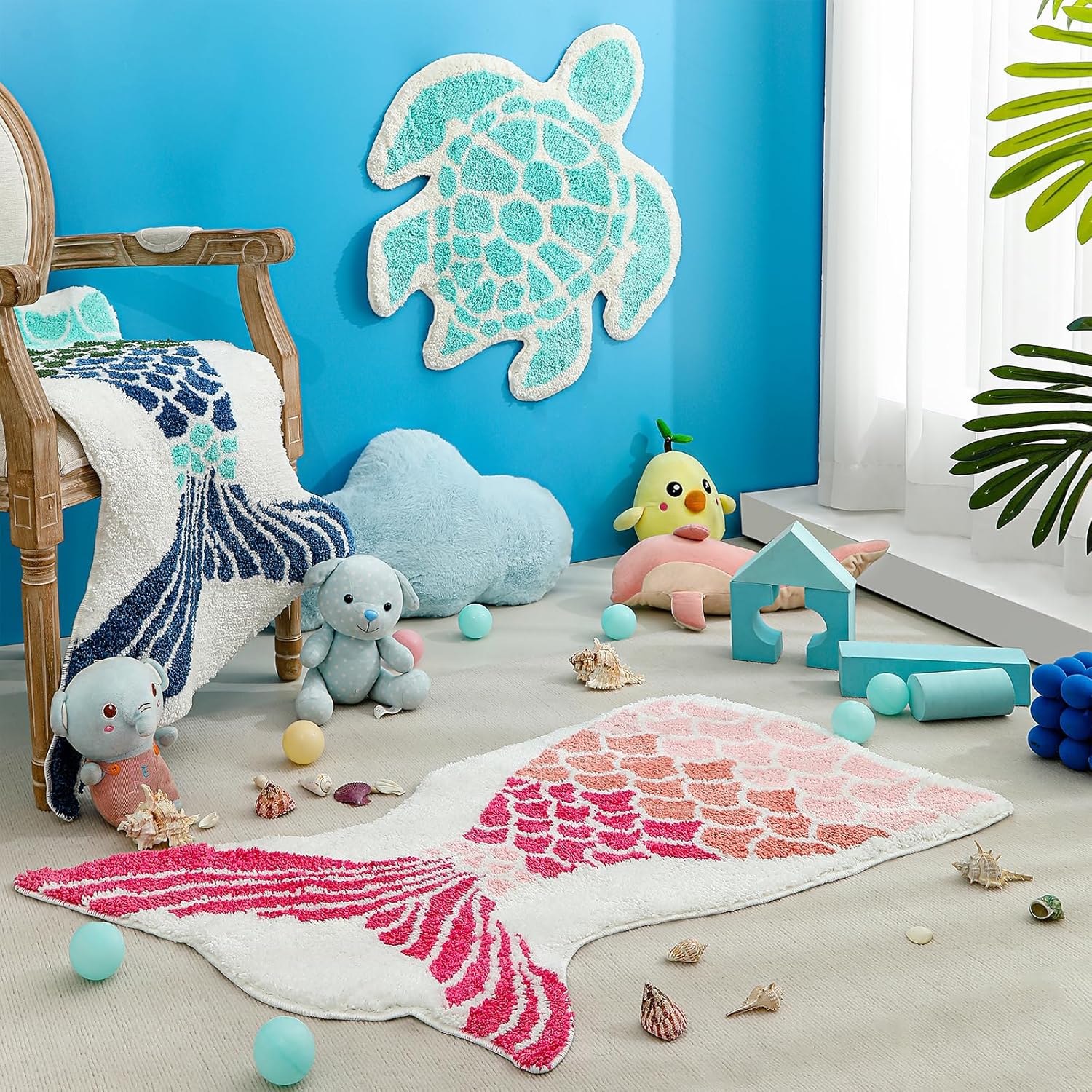 YRXRUS Mermaid Bath Rug - Ocean Themed 23x39 Inch